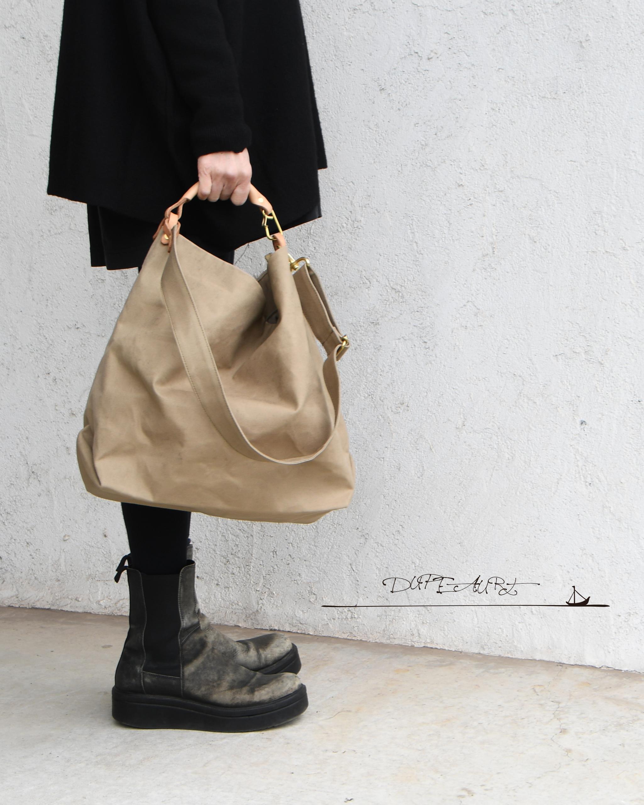 DUPEAURT/デュポー/ハンドルとショルダーで異なるフォルムの2wayバッグ/大容量/カーキベージュ