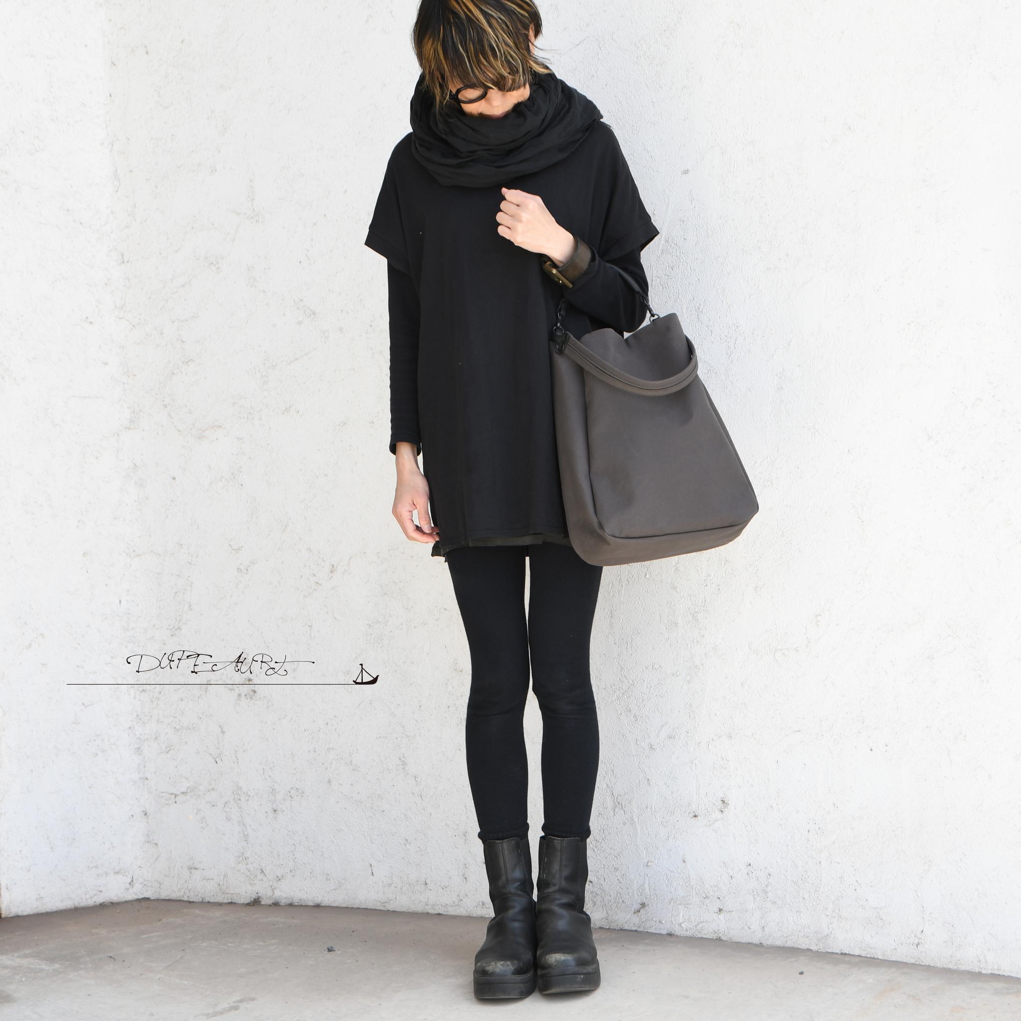 DUPEAURT/デュポー/本ヌメ革ハンドル2wayワンショルダーバッグ/防水帆布/A4対応/ユニセックス/ダークグレー | 3枚目