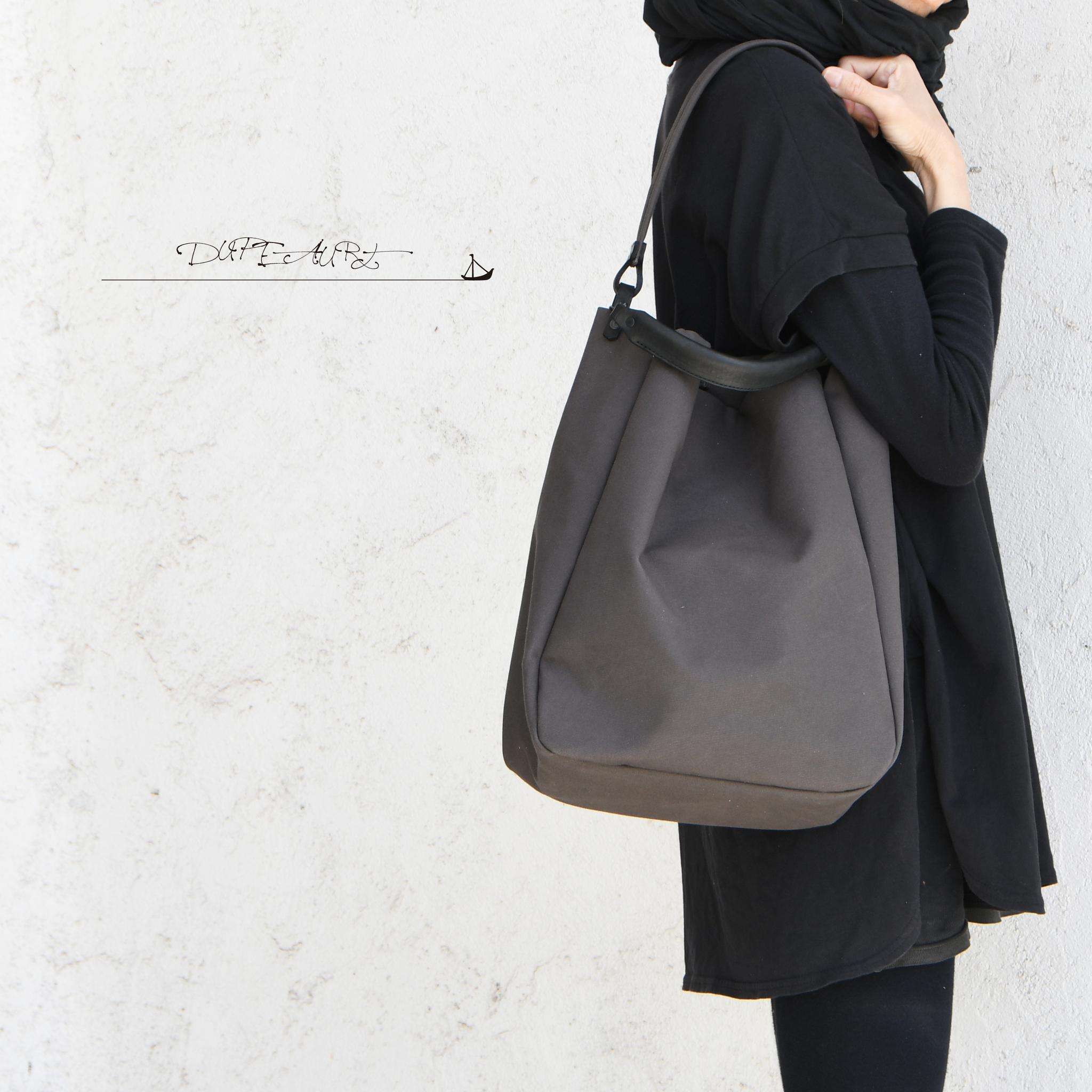 DUPEAURT/デュポー/本ヌメ革ハンドル2wayワンショルダーバッグ/防水帆布/A4対応/ユニセックス/ダークグレー | 2枚目