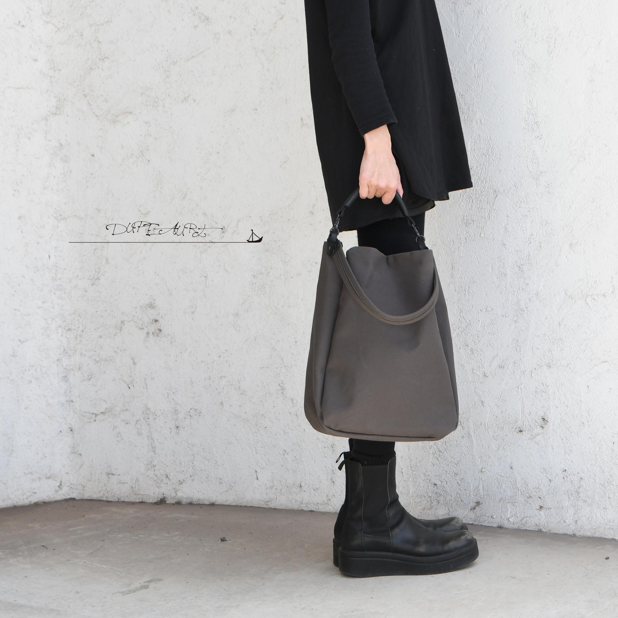 DUPEAURT/デュポー/本ヌメ革ハンドル2wayワンショルダーバッグ/防水帆布/A4対応/ユニセックス/ダークグレー | 4枚目