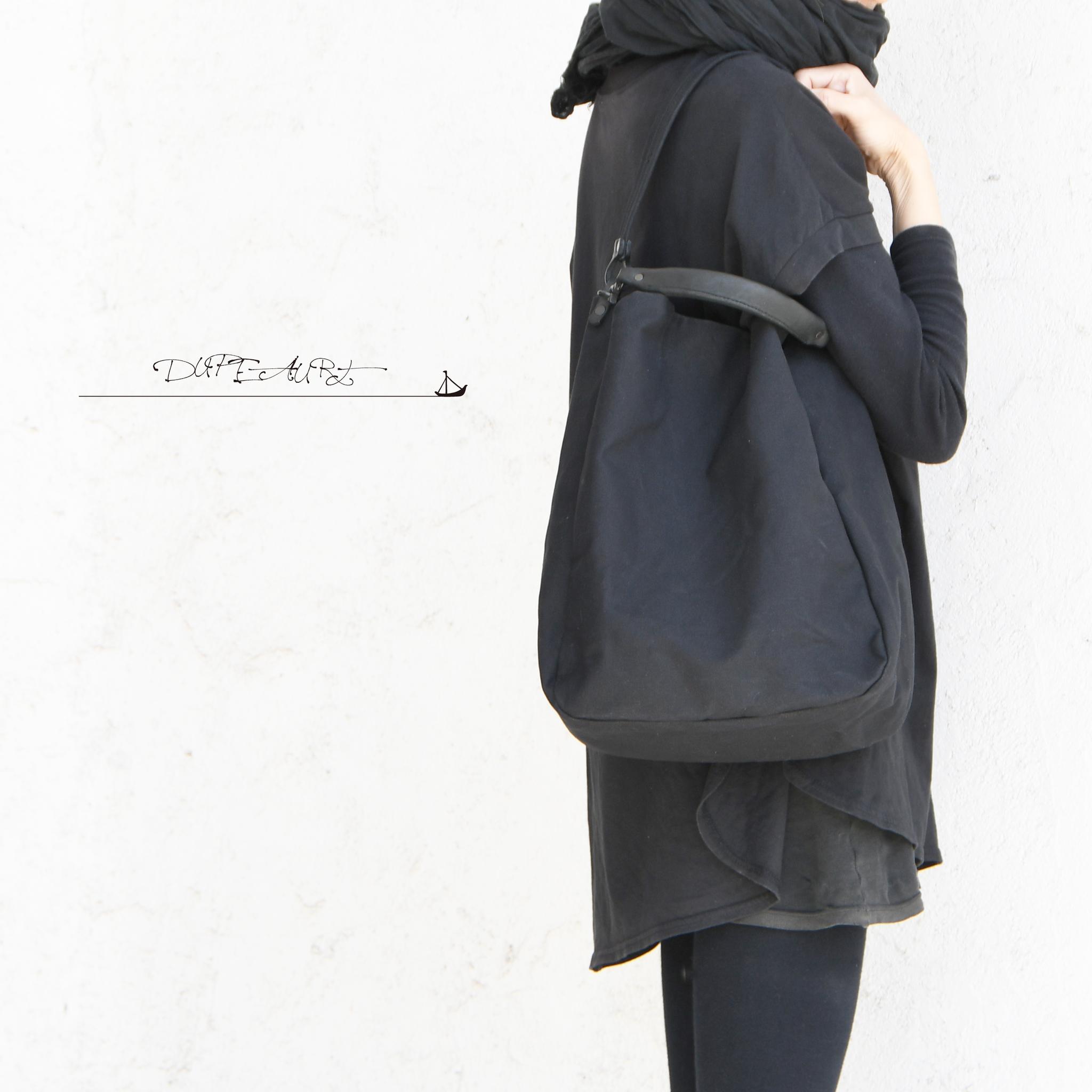 DUPEAURT/デュポー/本ヌメ革ハンドルの付いた2wayトートバッグ/防水帆布/A4対応/ブラック | 2枚目