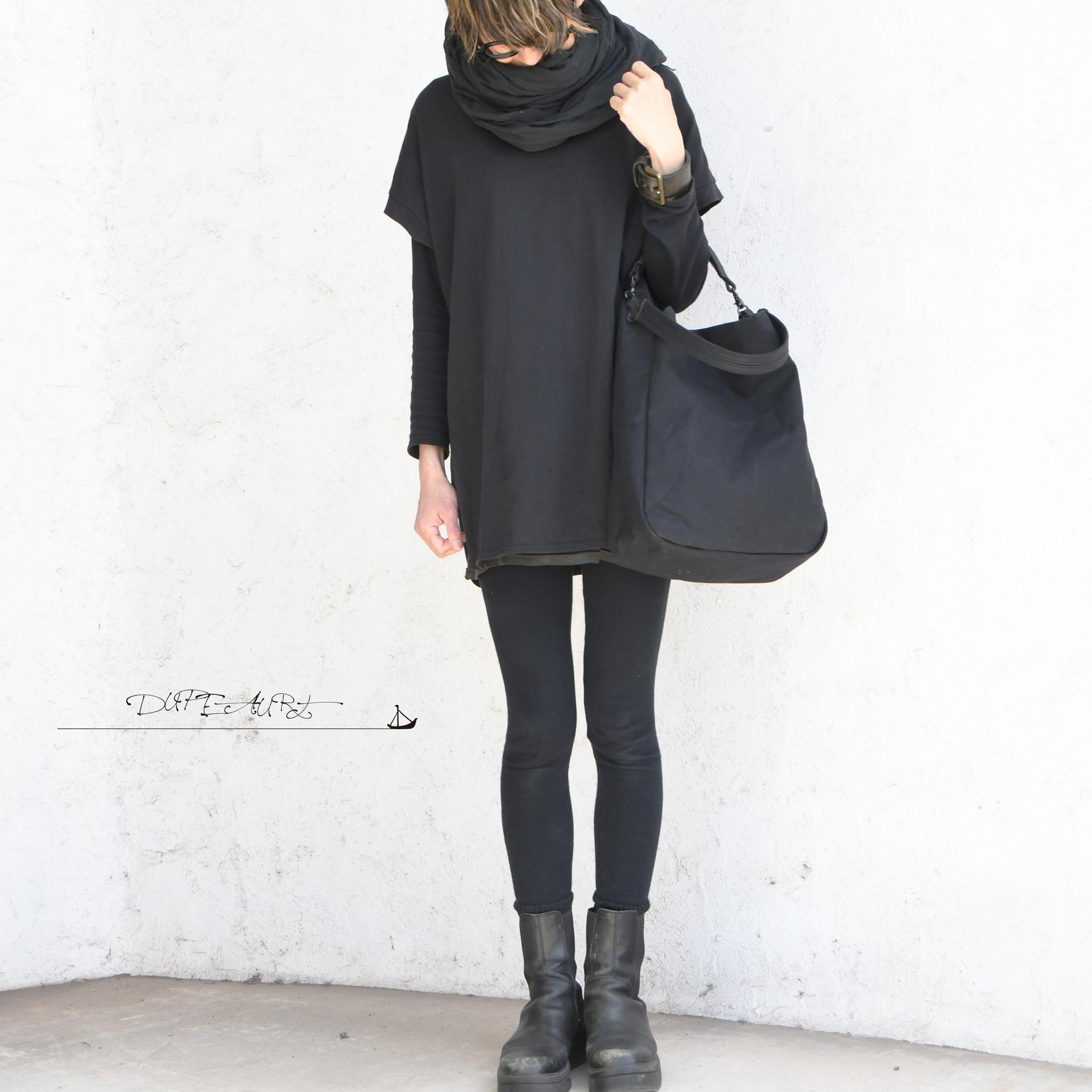 DUPEAURT/デュポー/本ヌメ革ハンドルの付いた2wayトートバッグ/防水帆布/A4対応/ブラック | 3枚目