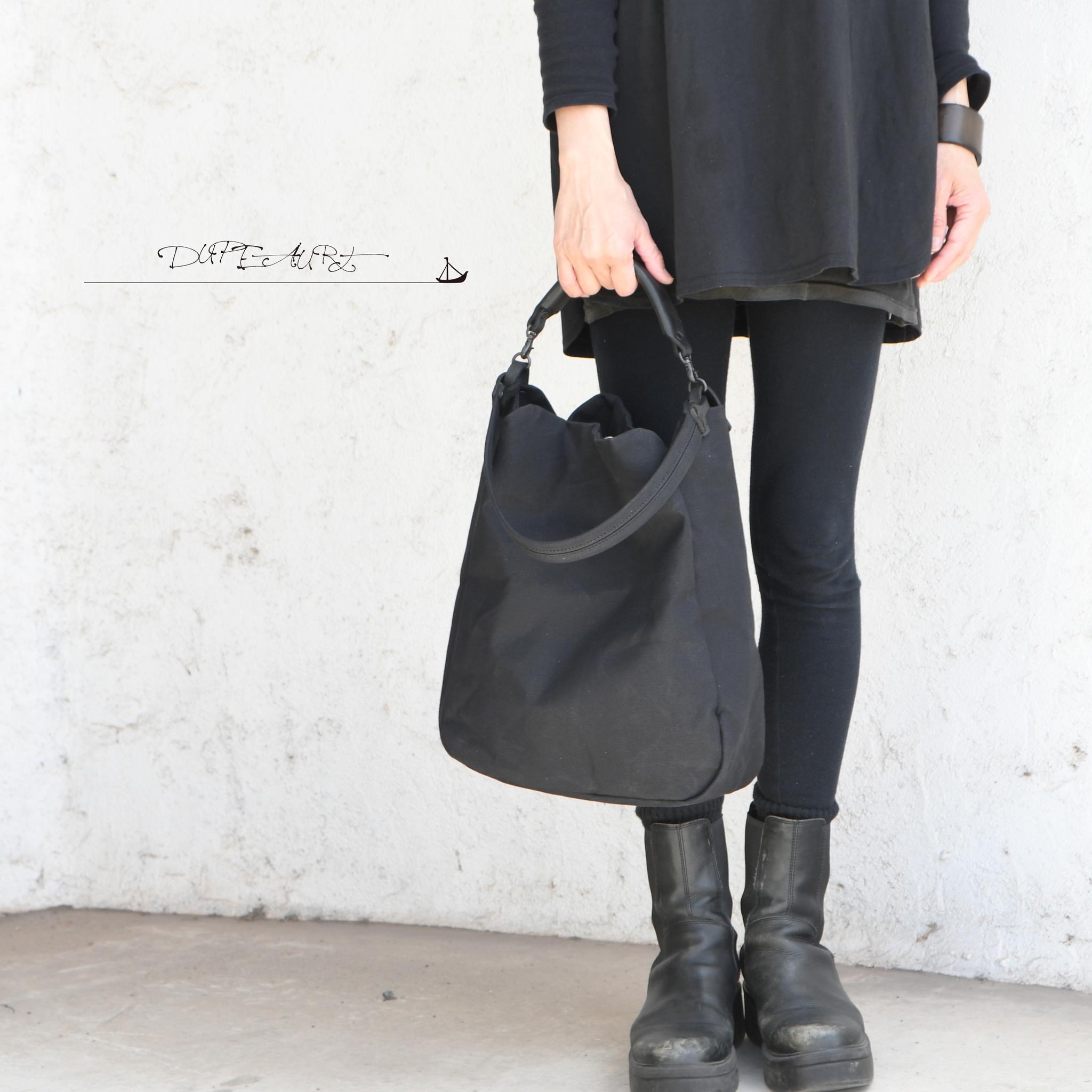 DUPEAURT/デュポー/本ヌメ革ハンドルの付いた2wayトートバッグ/防水帆布/A4対応/ブラック | 4枚目