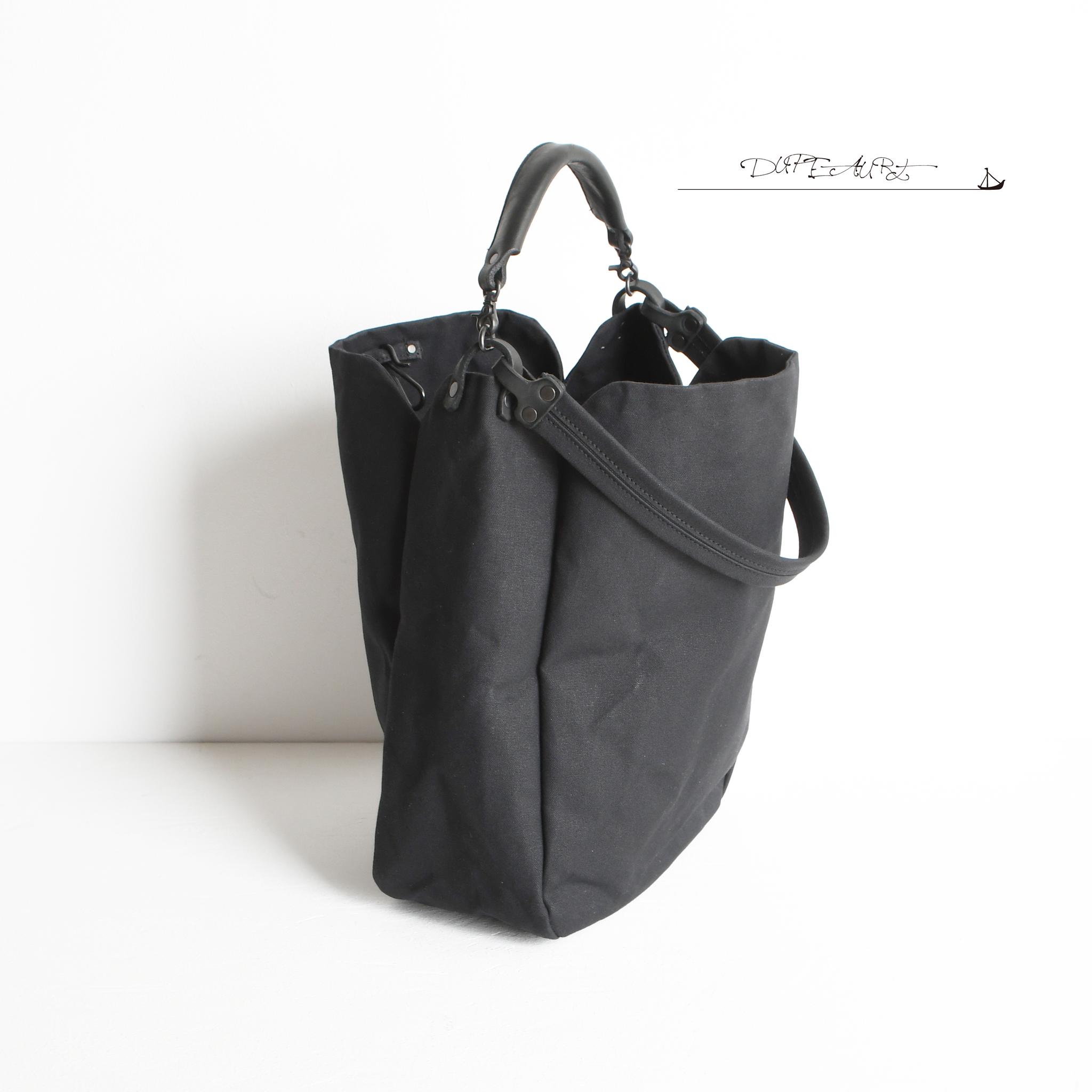 DUPEAURT/デュポー/本ヌメ革ハンドルの付いた2wayトートバッグ/防水帆布/A4対応/ブラック | 6枚目