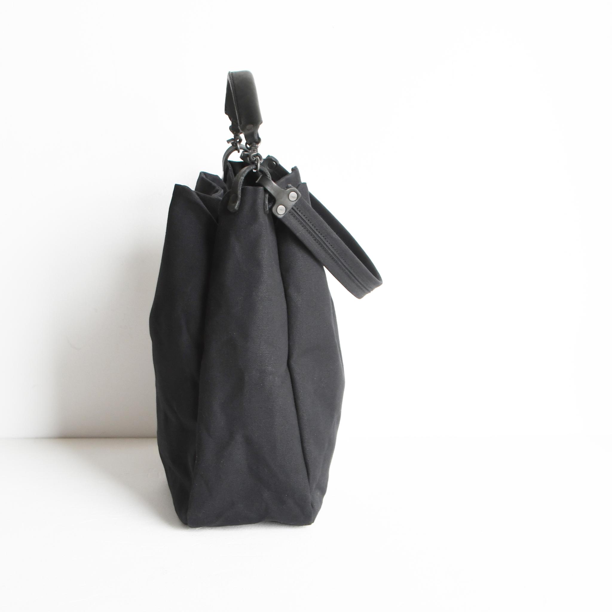 DUPEAURT/デュポー/本ヌメ革ハンドルの付いた2wayトートバッグ/防水帆布/A4対応/ブラック | 7枚目