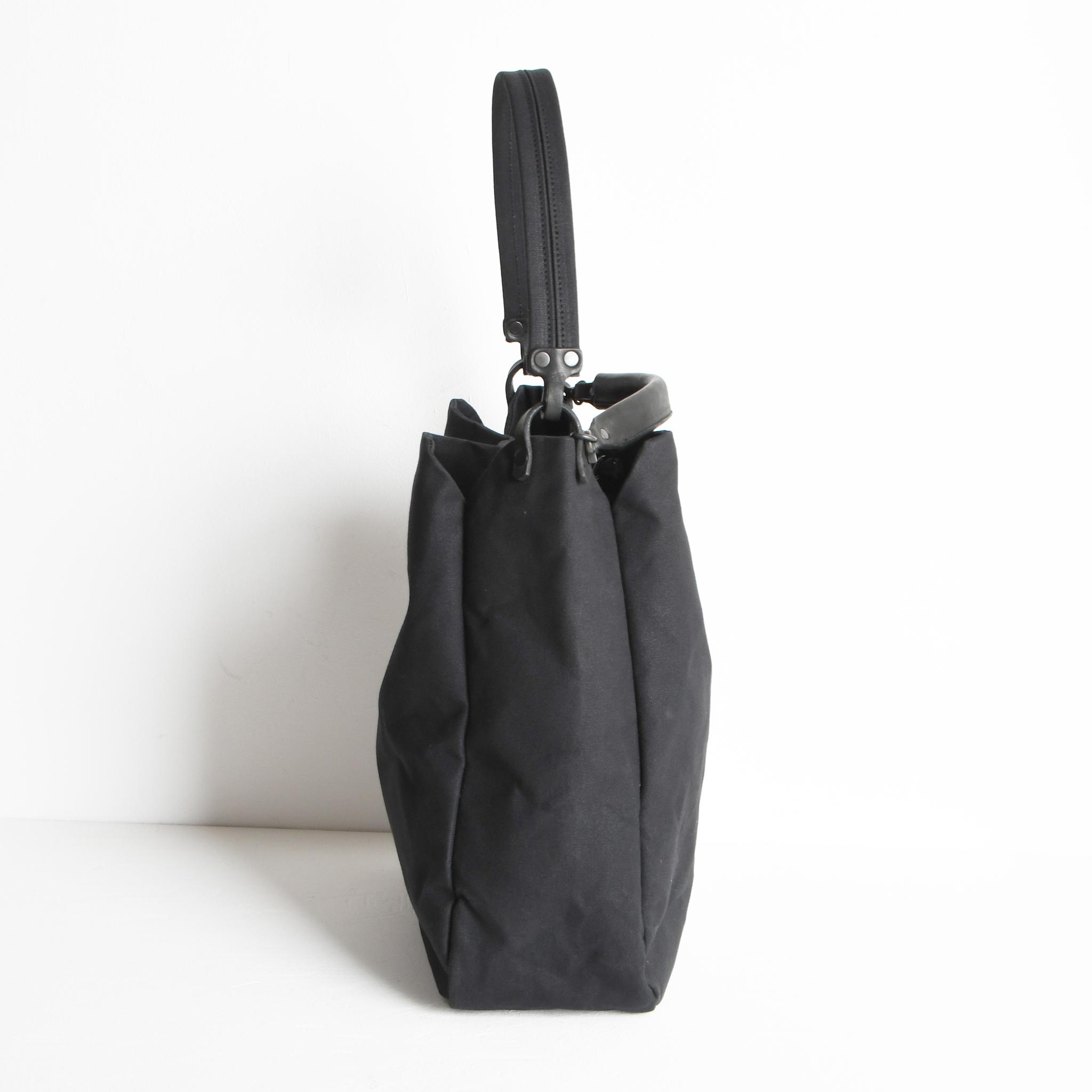 DUPEAURT/デュポー/本ヌメ革ハンドルの付いた2wayトートバッグ/防水帆布/A4対応/ブラック | 9枚目