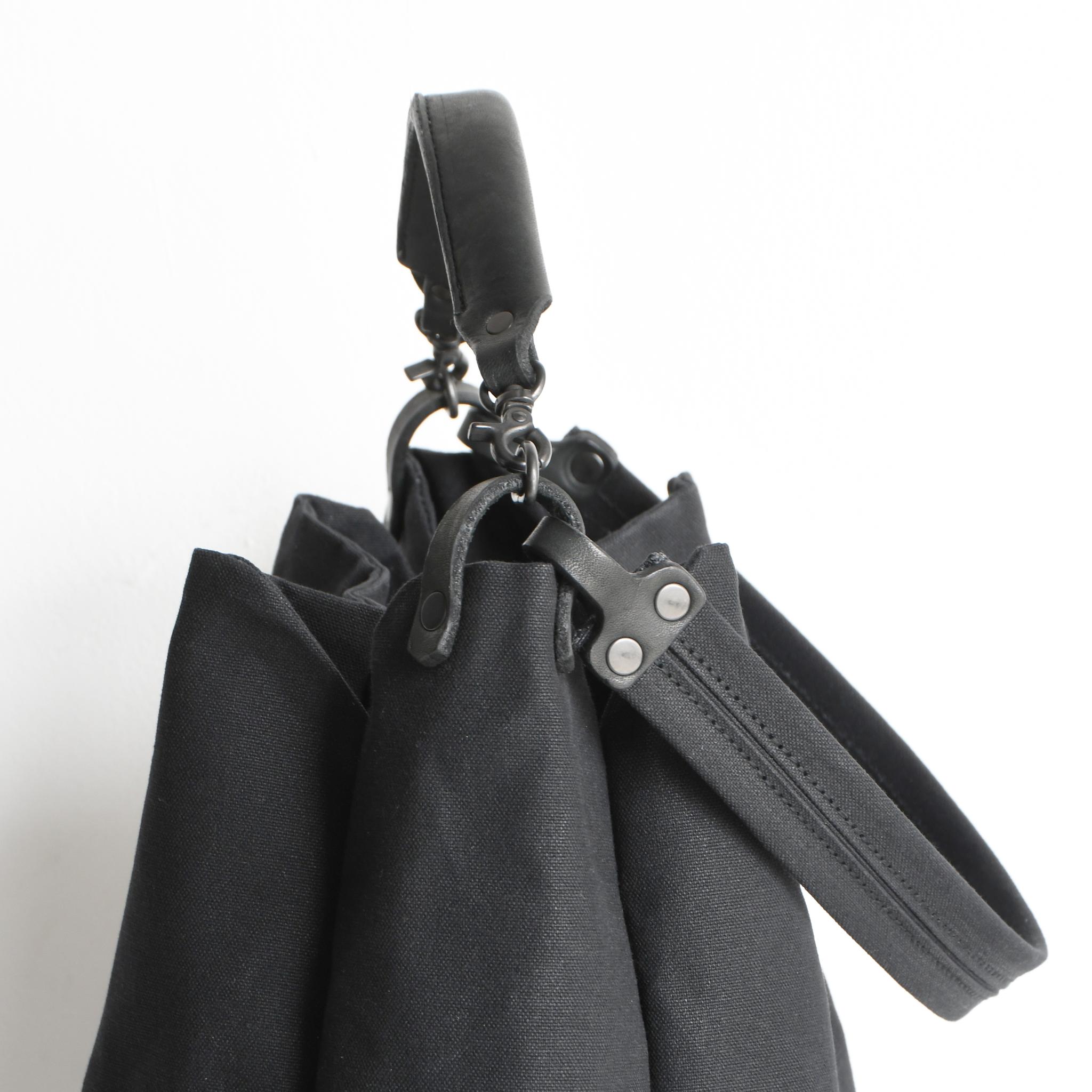 DUPEAURT/デュポー/本ヌメ革ハンドルの付いた2wayトートバッグ/防水帆布/A4対応/ブラック | 10枚目