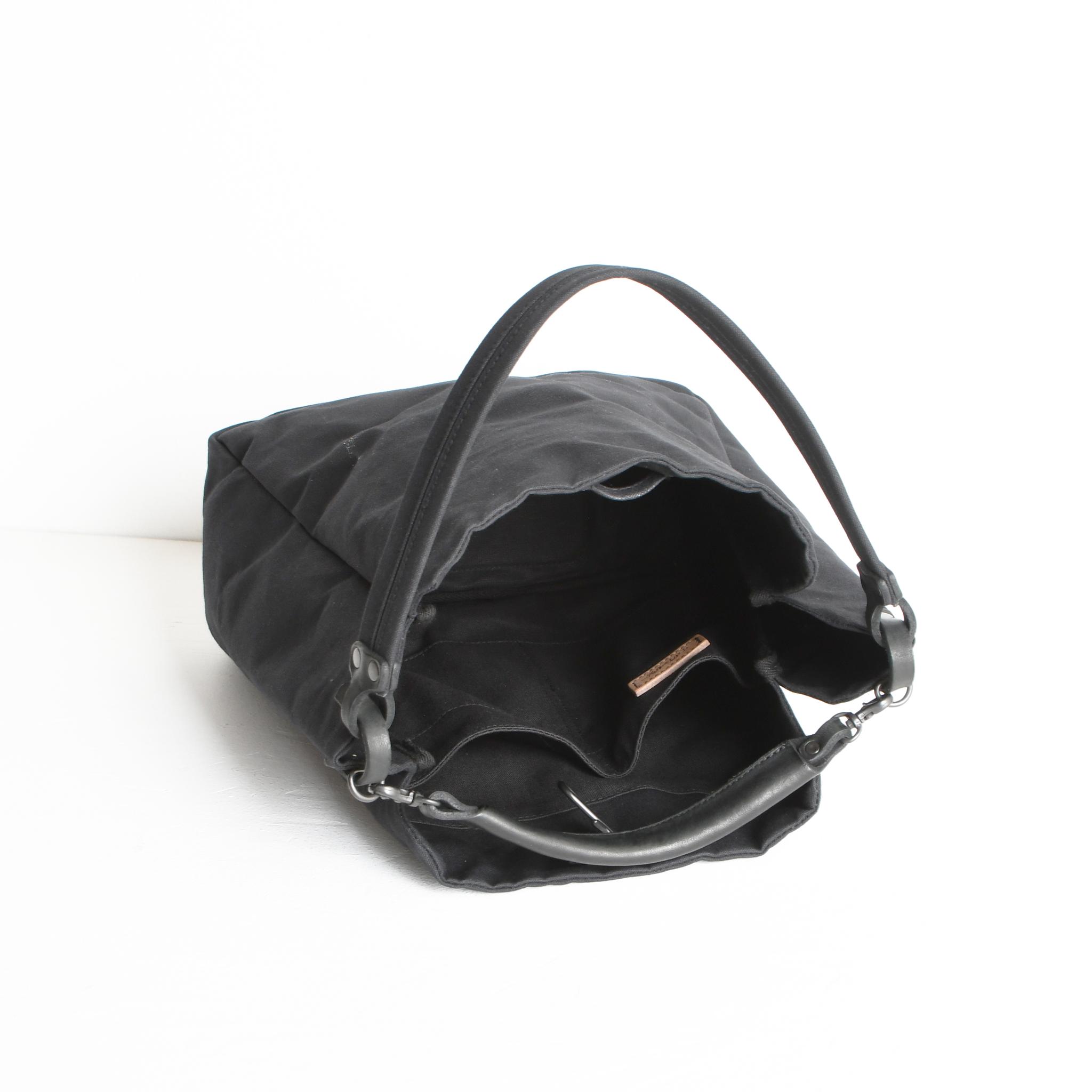 DUPEAURT/デュポー/本ヌメ革ハンドルの付いた2wayトートバッグ/防水帆布/A4対応/ブラック | 12枚目