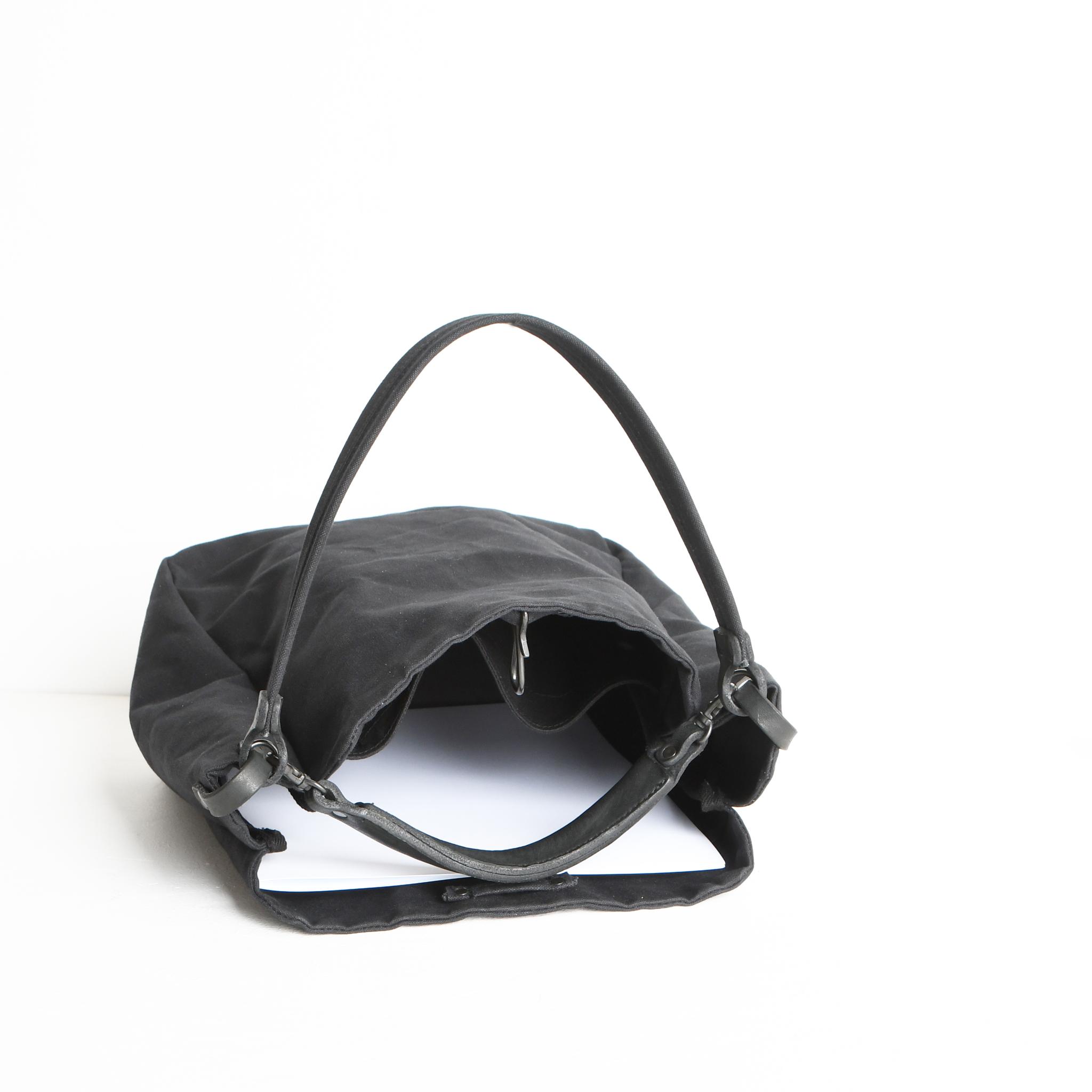 DUPEAURT/デュポー/本ヌメ革ハンドルの付いた2wayトートバッグ/防水帆布/A4対応/ブラック | 13枚目