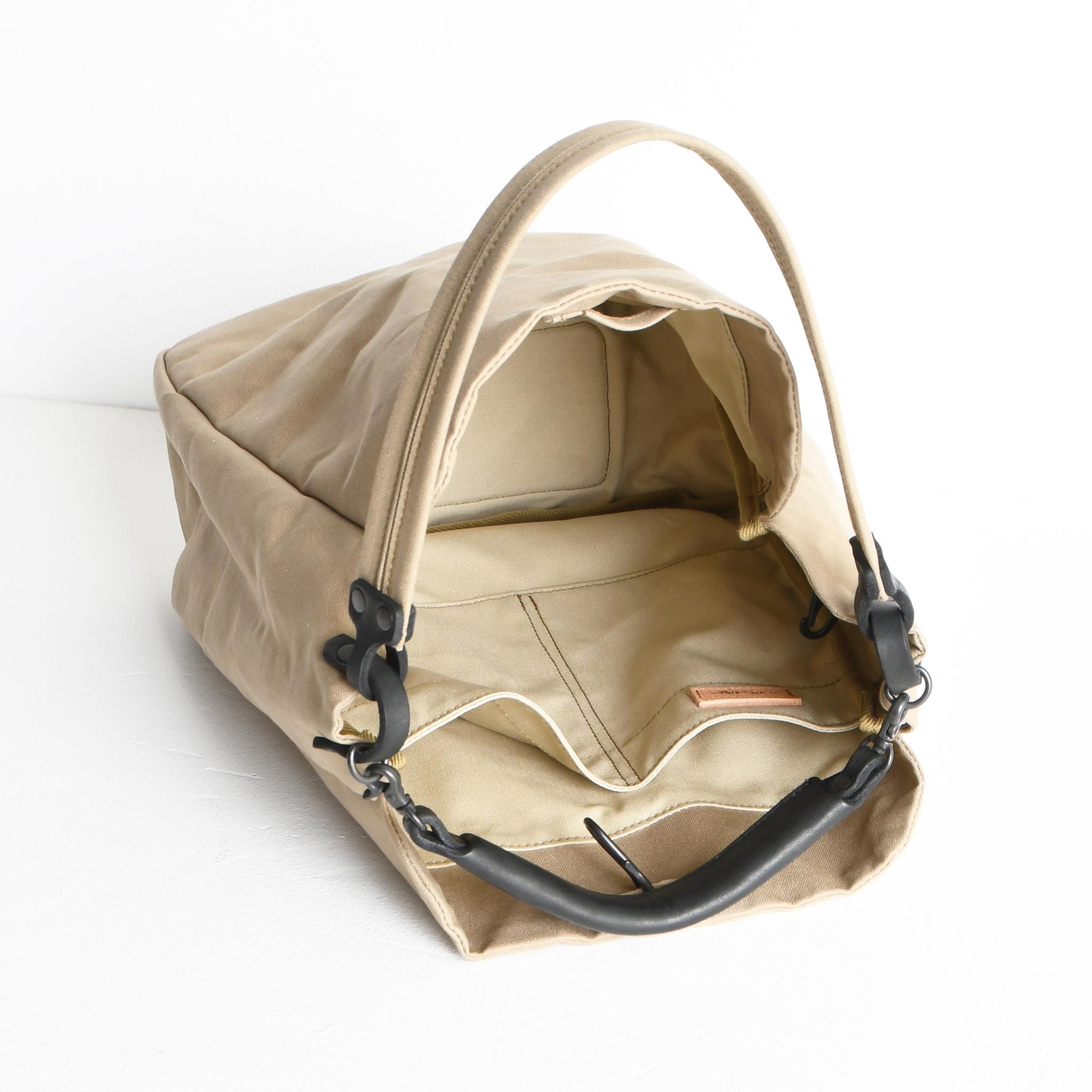 DUPEAURT/デュポー/本ヌメ革ハンドルの付いた2wayワンショルダーバッグ/防水綿帆布/A4対応/カーキベージュ | 12枚目