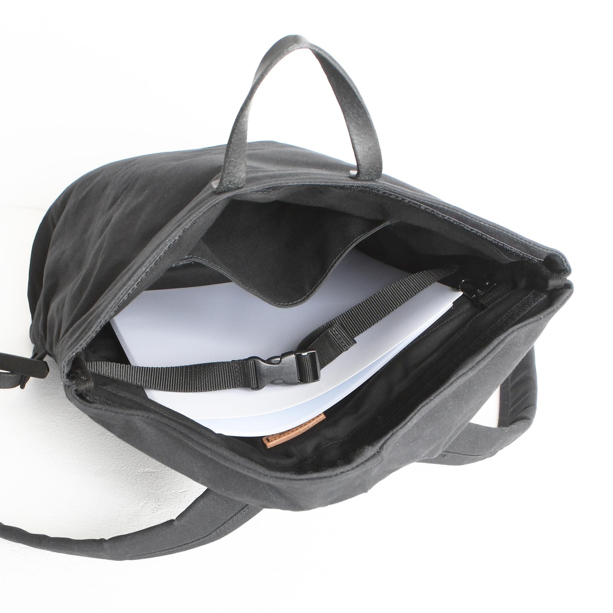 DUPEAURT/デュポー/普段使いも出来る仕事リュック/パラフィン防水帆布/ノートブック/ブラック | 15枚目