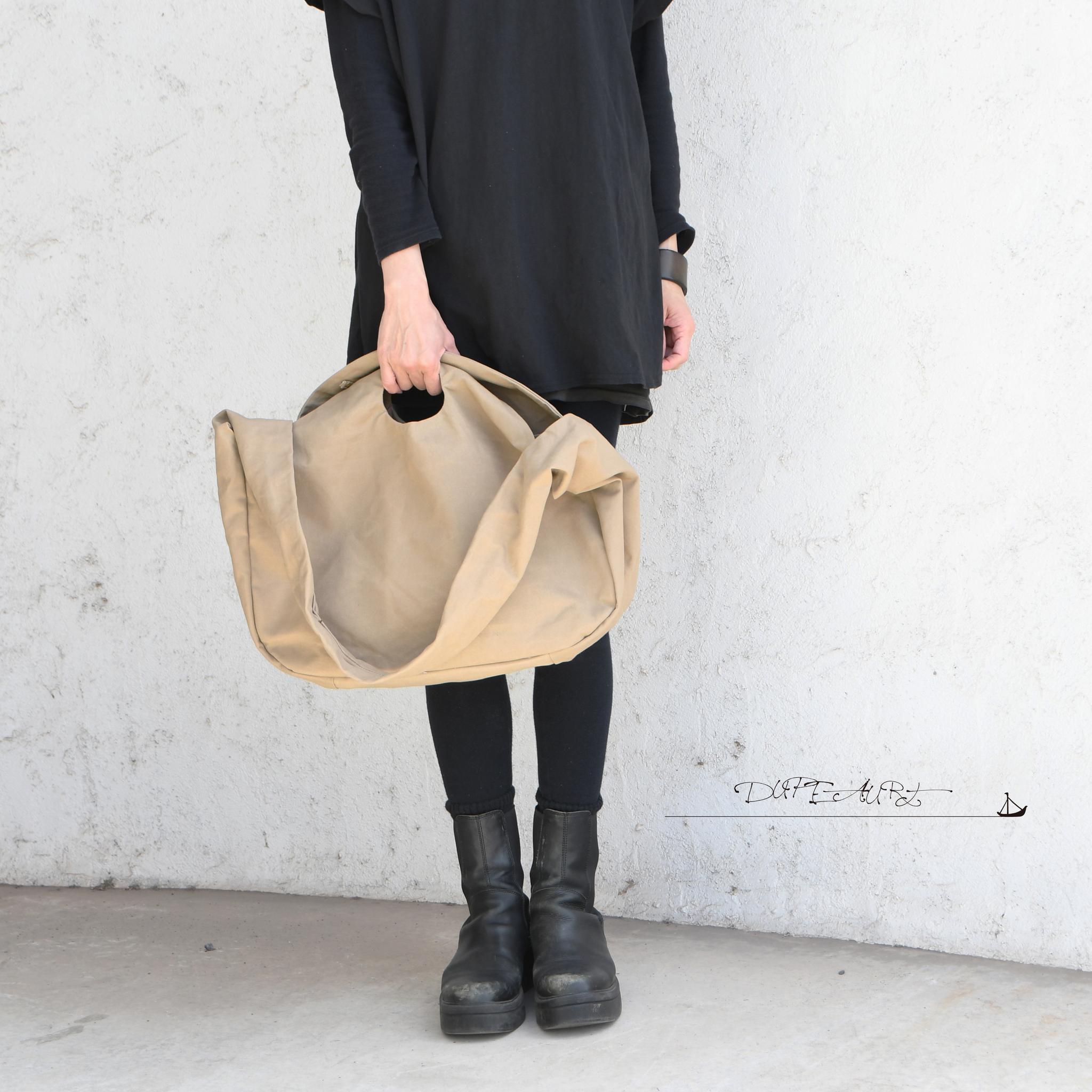 DUPEAURT/デュポー/手持ちも出来る3wayショルダーバッグ/パラフィン防水綿帆布/大容量/カーキベージュ | 2枚目