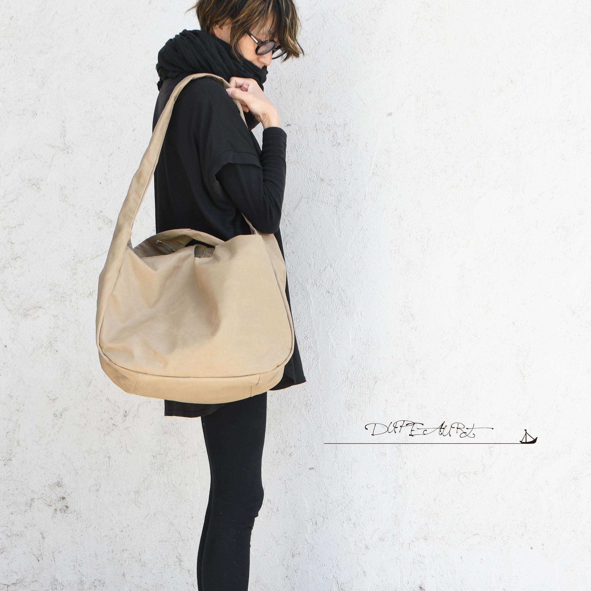 DUPEAURT/デュポー/手持ちも出来る3wayショルダーバッグ/パラフィン防水綿帆布/大容量/カーキベージュ | 4枚目