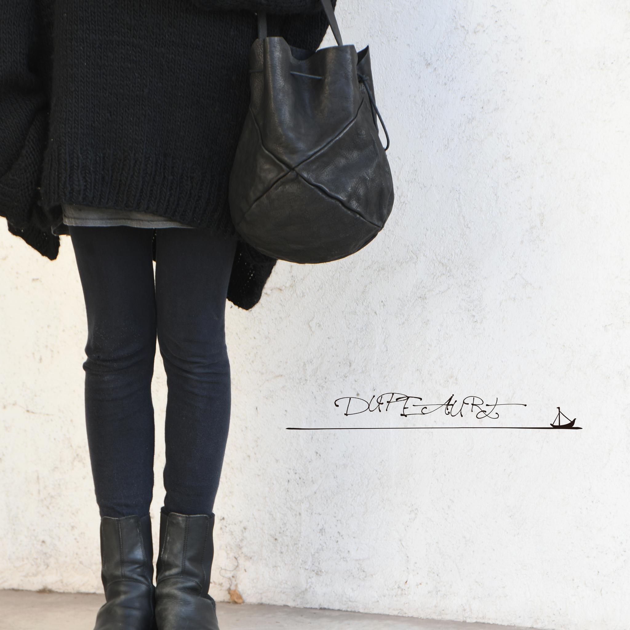 DUPEAURT/デュポー/ラウンド巾着トート/本ヌメ牛革/製品染め/ブラック | 3枚目