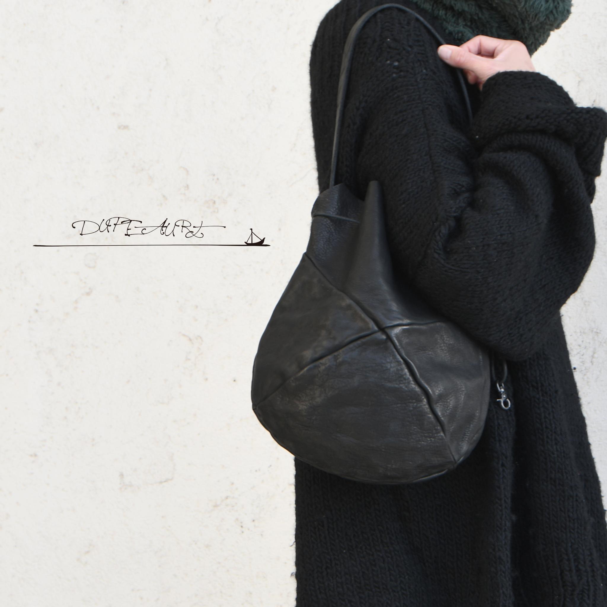 DUPEAURT/デュポー/ラウンド巾着トート/本ヌメ牛革/製品染め/ブラック | 4枚目