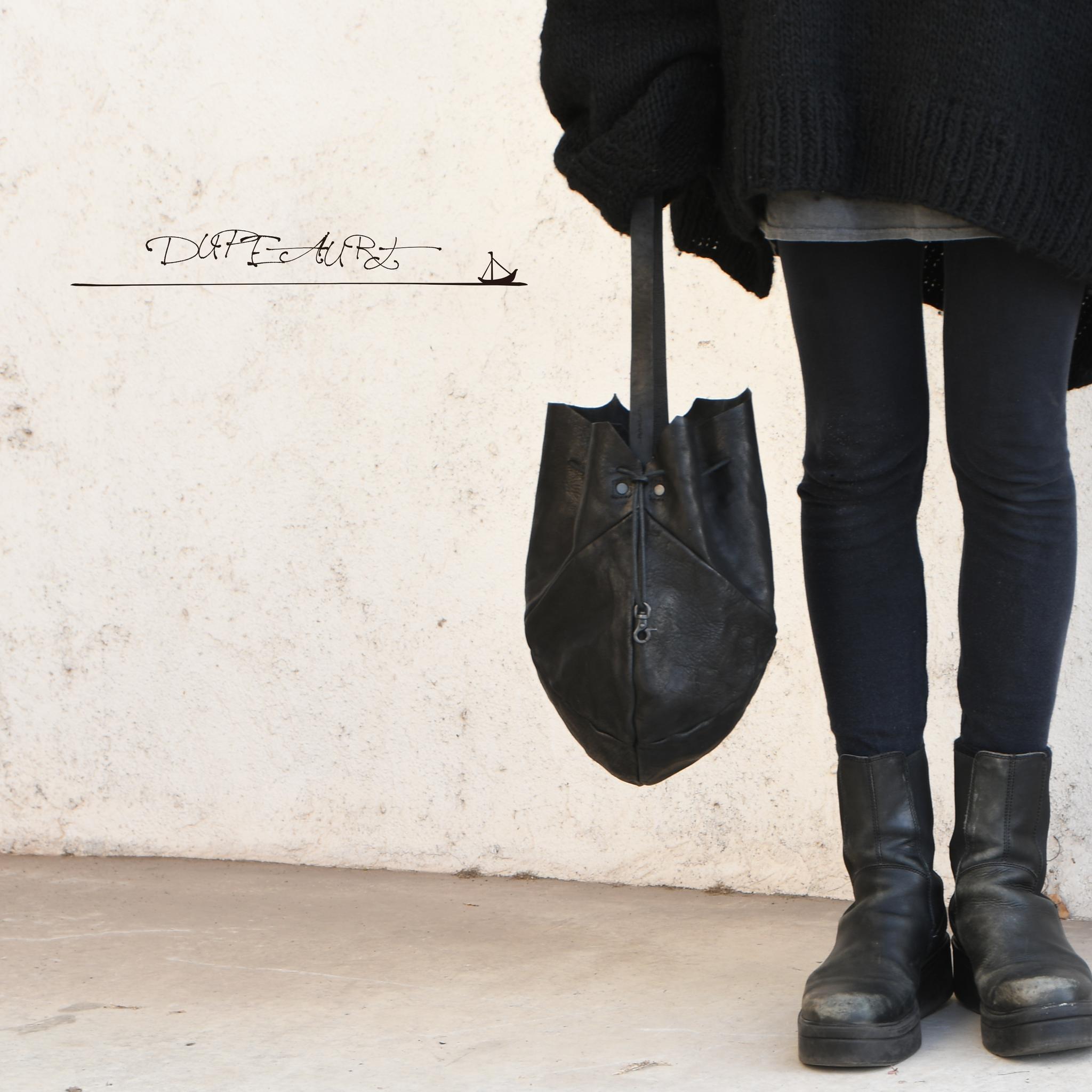 DUPEAURT/デュポー/ラウンド巾着トート/本ヌメ牛革/製品染め/ブラック | 5枚目