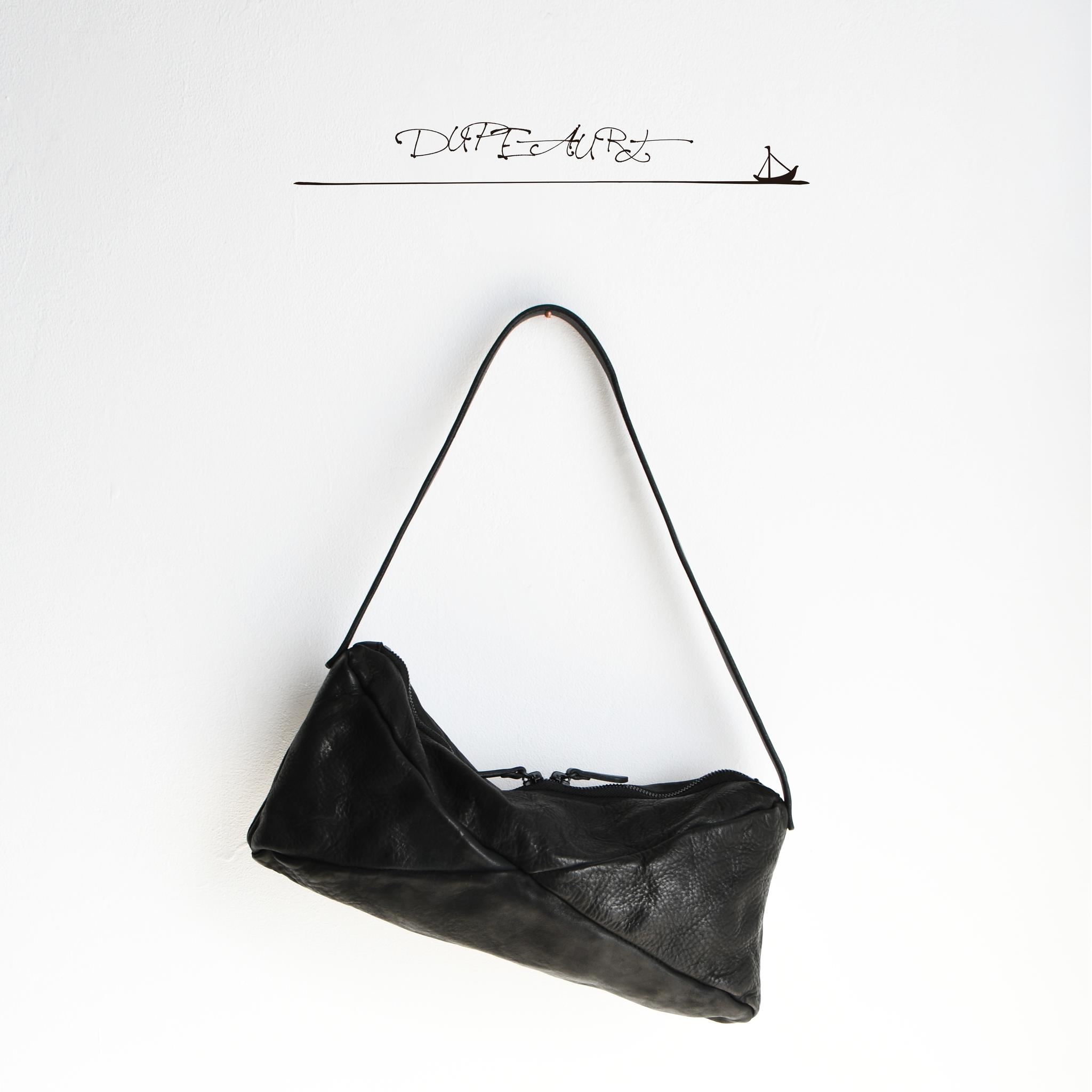 DUPEAURT/デュポー/横長スクエアボストン型ワンショルダーバッグ/本ヌメ牛革/製品染め/ブラック | 13枚目