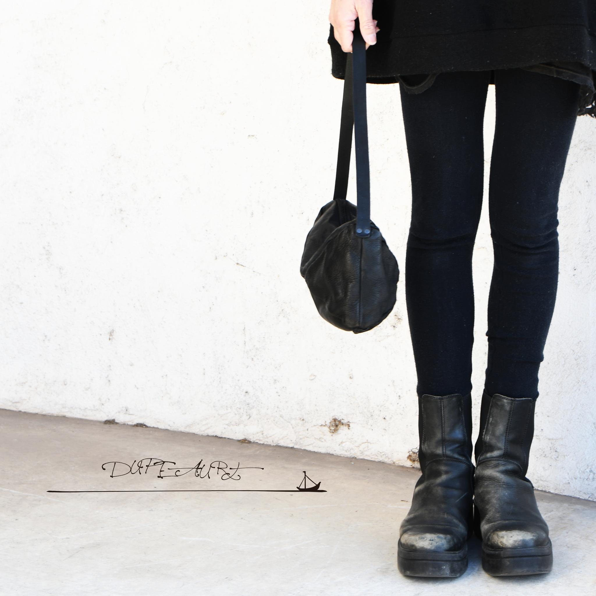 DUPEAURT/デュポー/横長スクエアボストン型ワンショルダーバッグ/本ヌメ牛革/製品染め/ブラック | 5枚目