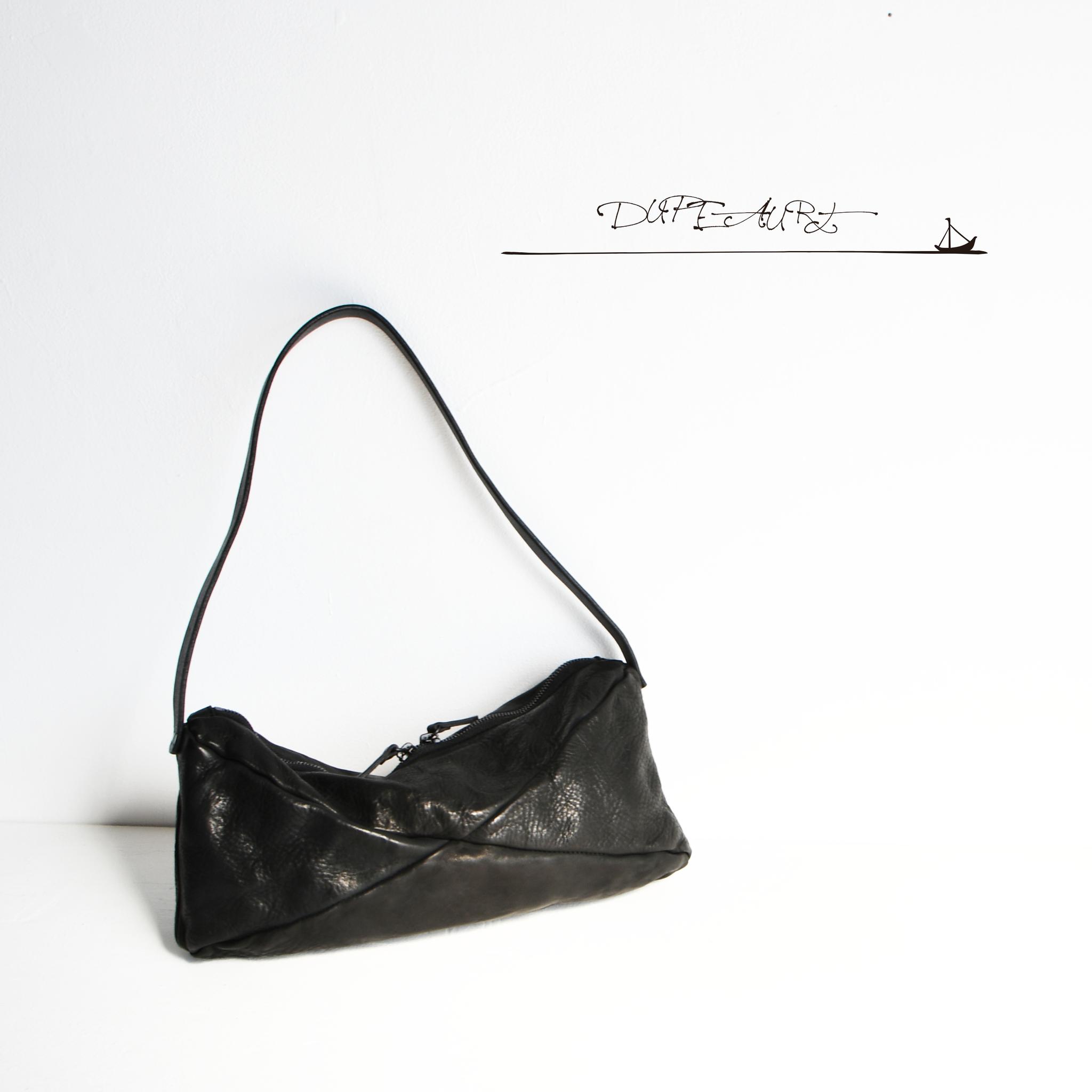 DUPEAURT/デュポー/横長スクエアボストン型ワンショルダーバッグ/本ヌメ牛革/製品染め/ブラック | 6枚目