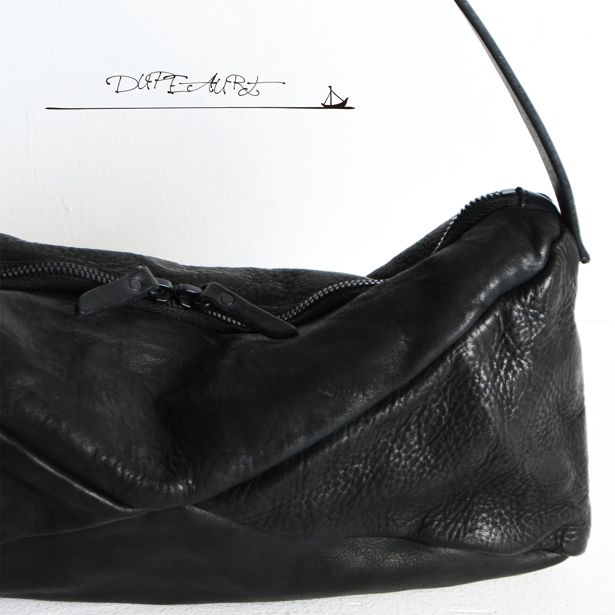 DUPEAURT/デュポー/横長スクエアボストン型ワンショルダーバッグ/本ヌメ牛革/製品染め/ブラック | 7枚目