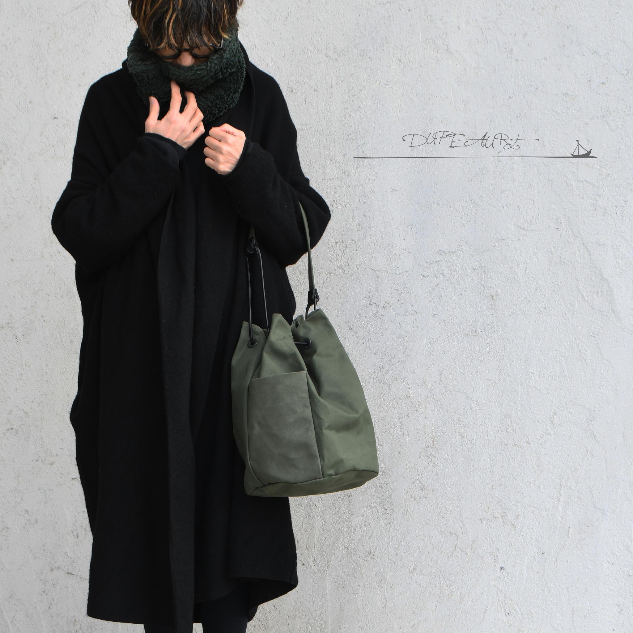 DUPEAURT/デュポー/巾着丸底2wayワンショルダーバッグ/本ヌメ革パーツ/パラフィン防水帆布/ミリタリー | 4枚目