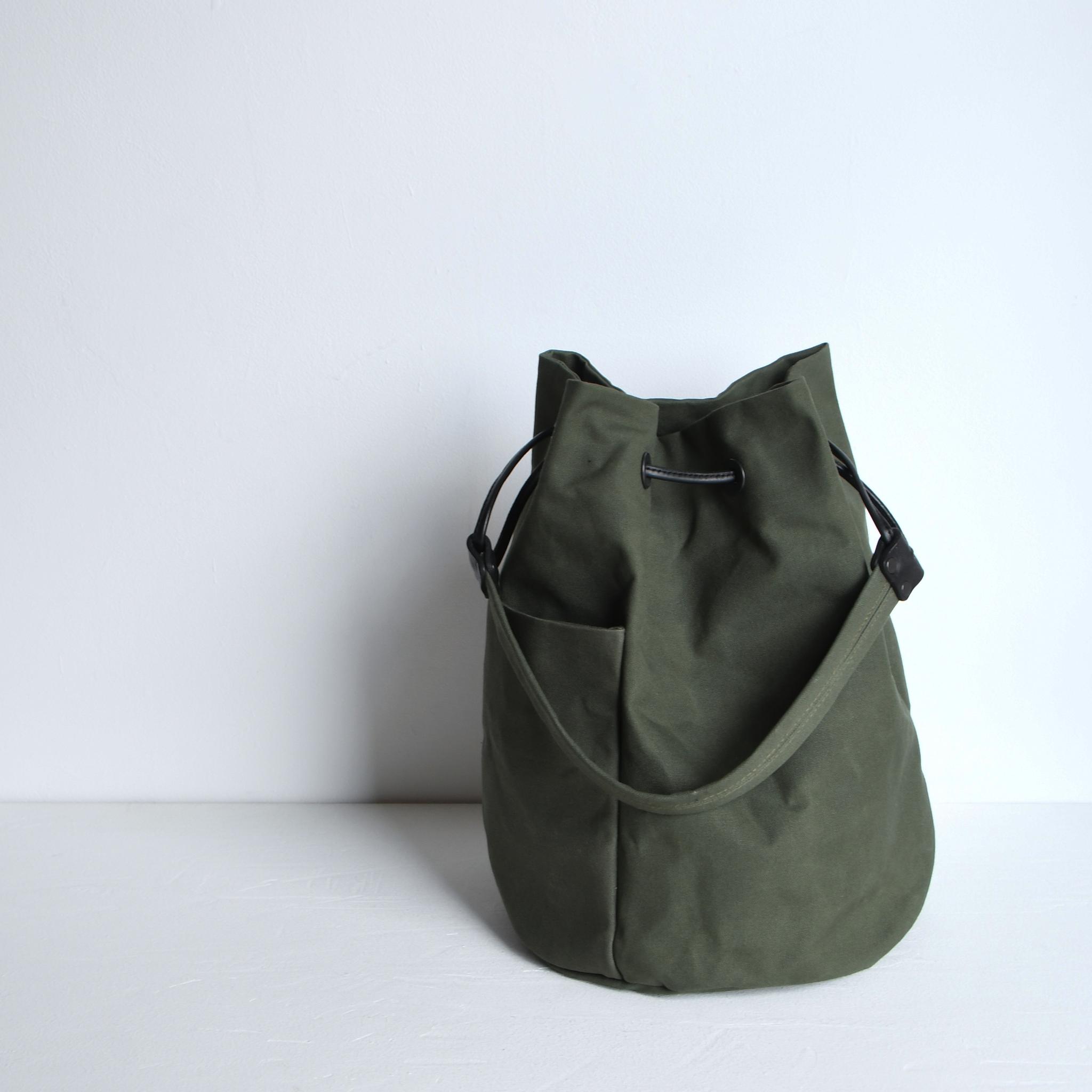 DUPEAURT/デュポー/巾着丸底2wayワンショルダーバッグ/本ヌメ革パーツ/パラフィン防水帆布/ミリタリー | 8枚目