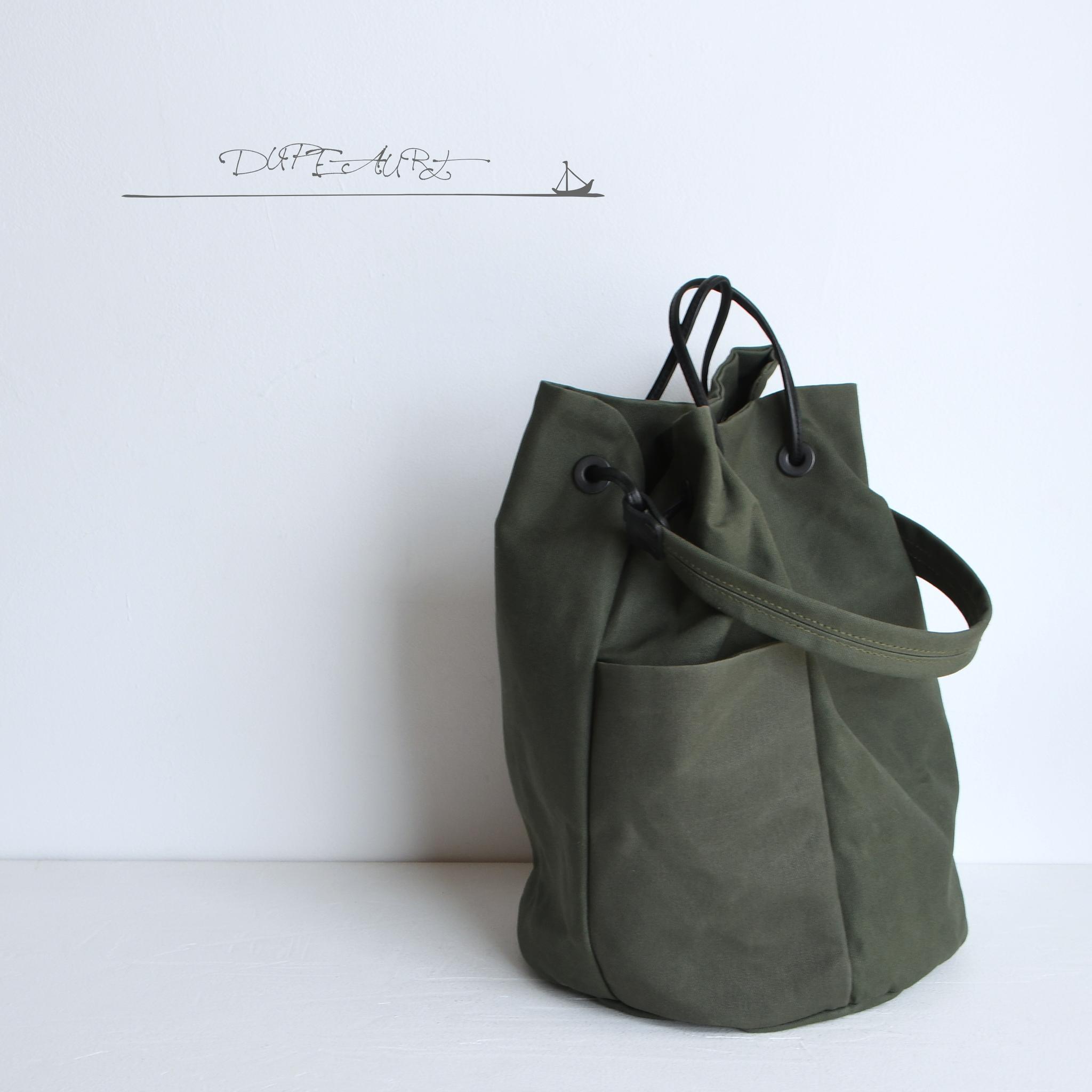 DUPEAURT/デュポー/巾着丸底2wayワンショルダーバッグ/本ヌメ革パーツ/パラフィン防水帆布/ミリタリー | 10枚目