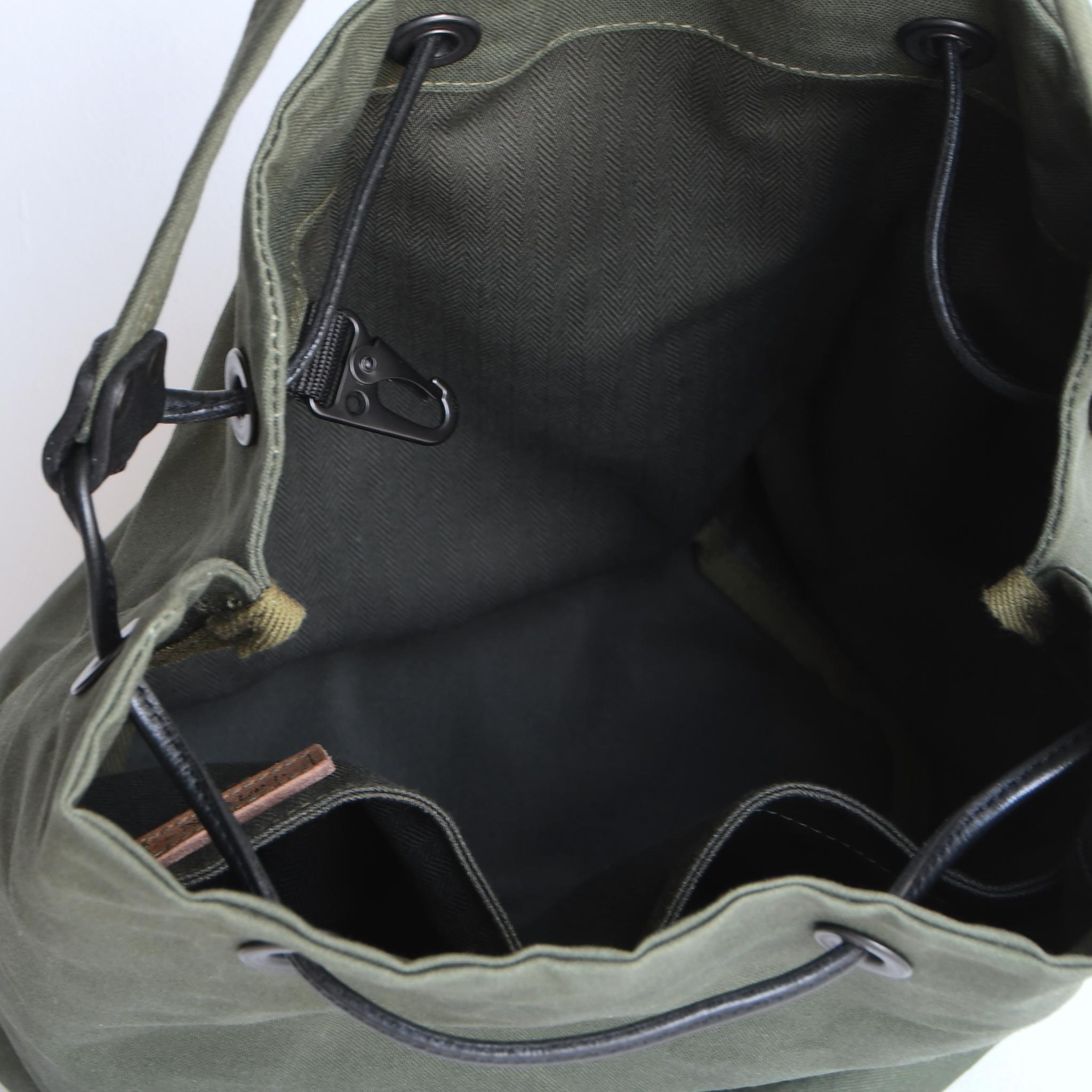 DUPEAURT/デュポー/巾着丸底2wayワンショルダーバッグ/本ヌメ革パーツ/パラフィン防水帆布/ミリタリー | 14枚目