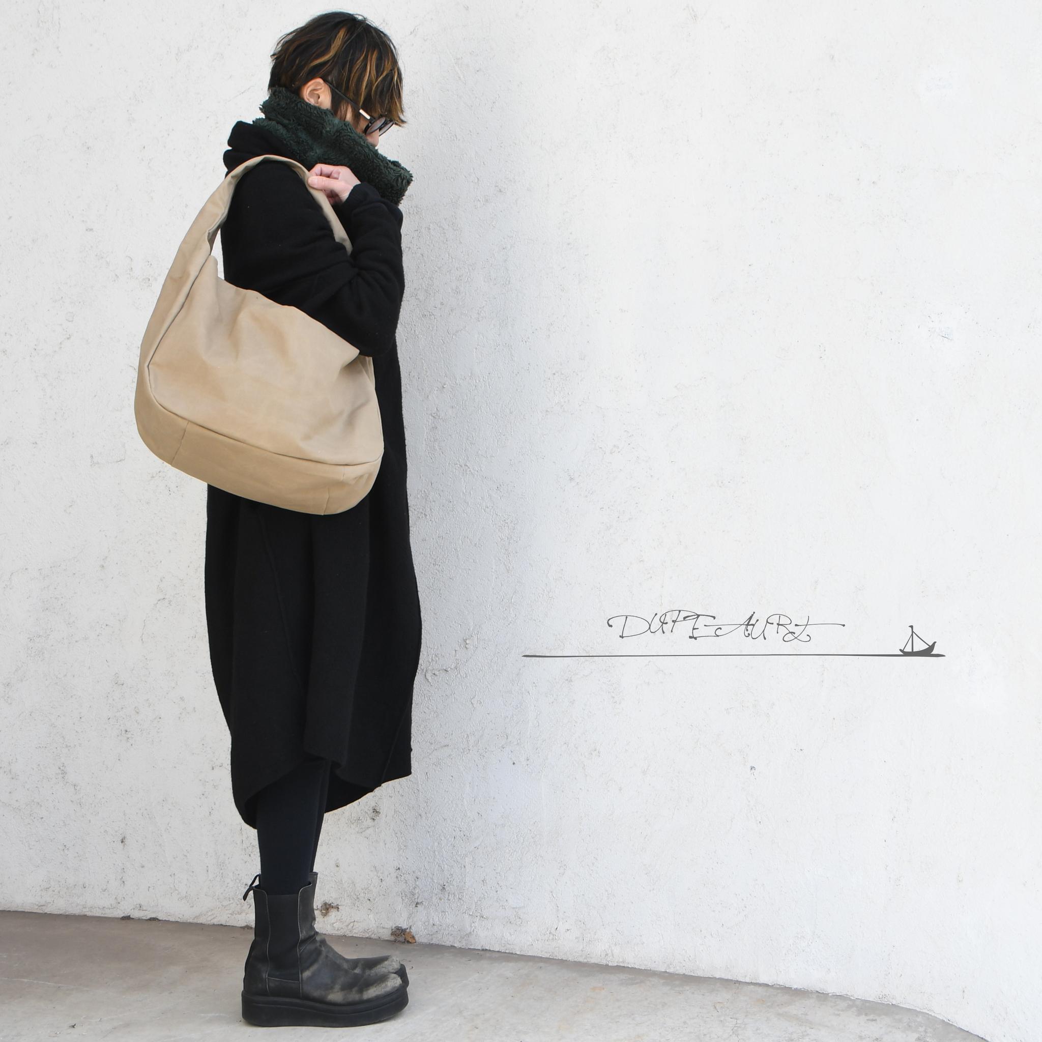 DUPEAURT/デュポー/手持ちも出来る2wayワンショルダーバッグ/パラフィン防水綿帆布/大容量/カーキベージュ | 3枚目