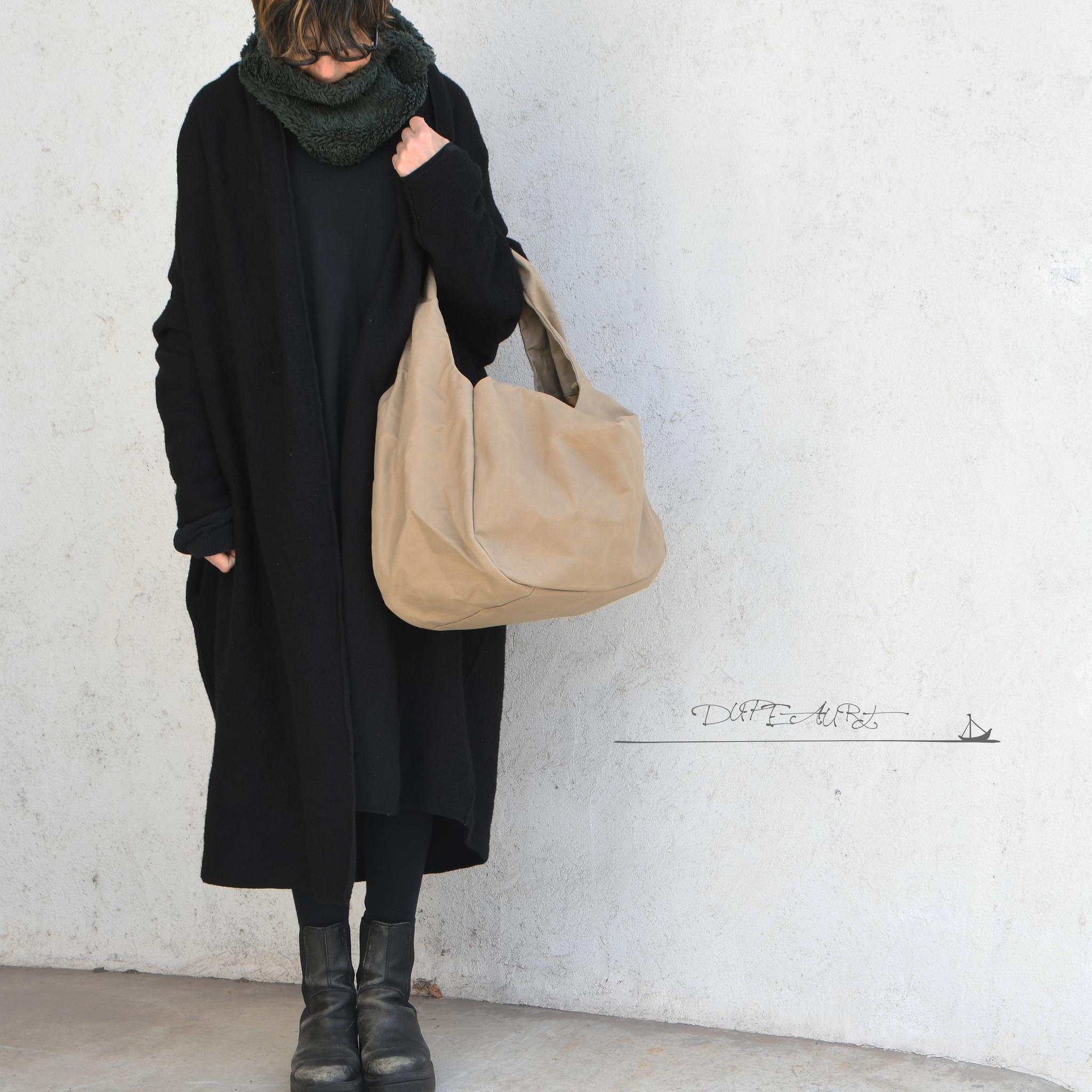 DUPEAURT/デュポー/手持ちも出来る2wayワンショルダーバッグ/パラフィン防水綿帆布/大容量/カーキベージュ | 2枚目