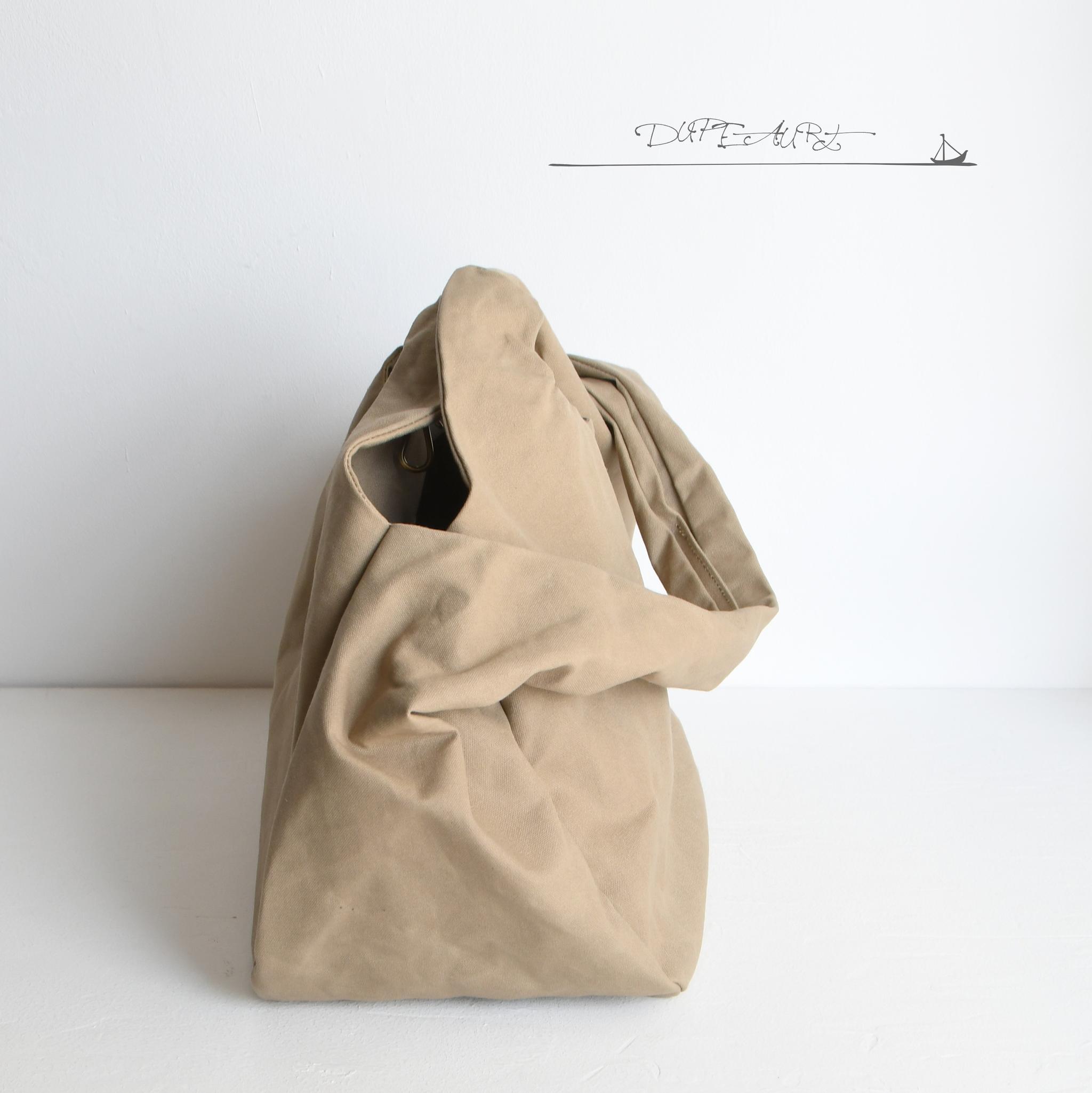 DUPEAURT/デュポー/手持ちも出来る2wayワンショルダーバッグ/パラフィン防水綿帆布/大容量/カーキベージュ | 7枚目