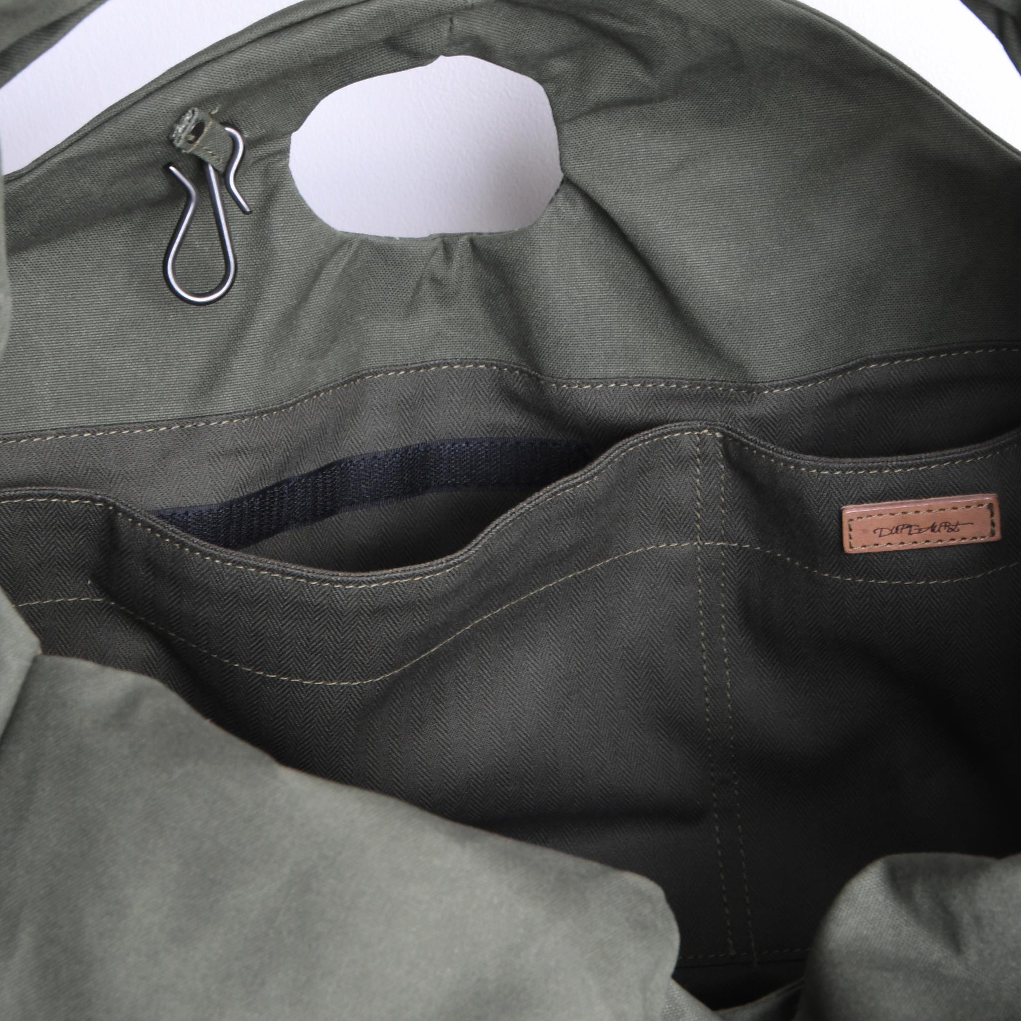 DUPEAURT/デュポー/手持ちも出来る2wayワンショルダーバッグ/パラフィン防水綿帆布/大容量/ミリタリー | 11枚目