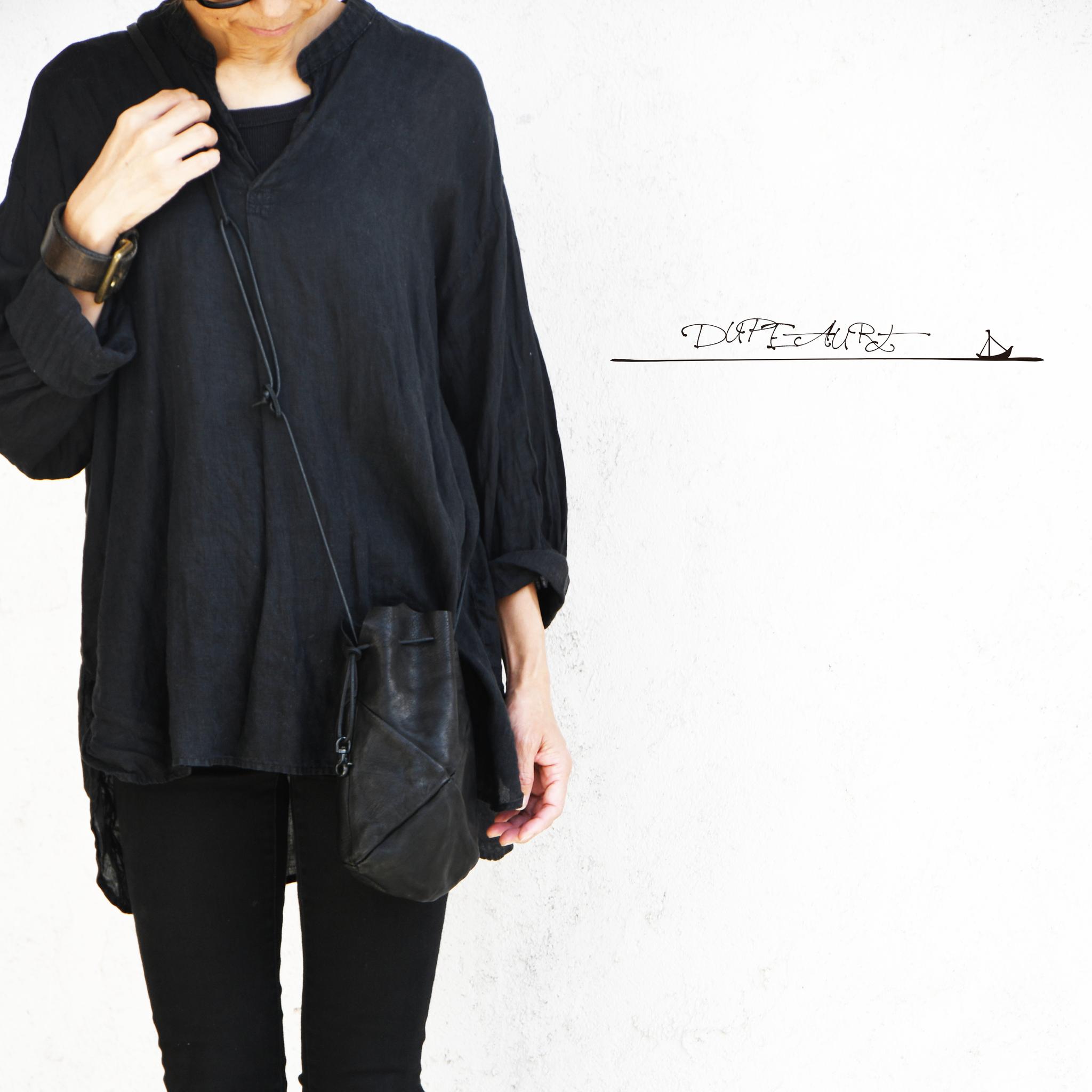 DUPEAURT/デュポー/巾着ポシェット/本ヌメ牛革/製品染め/ブラック | 3枚目