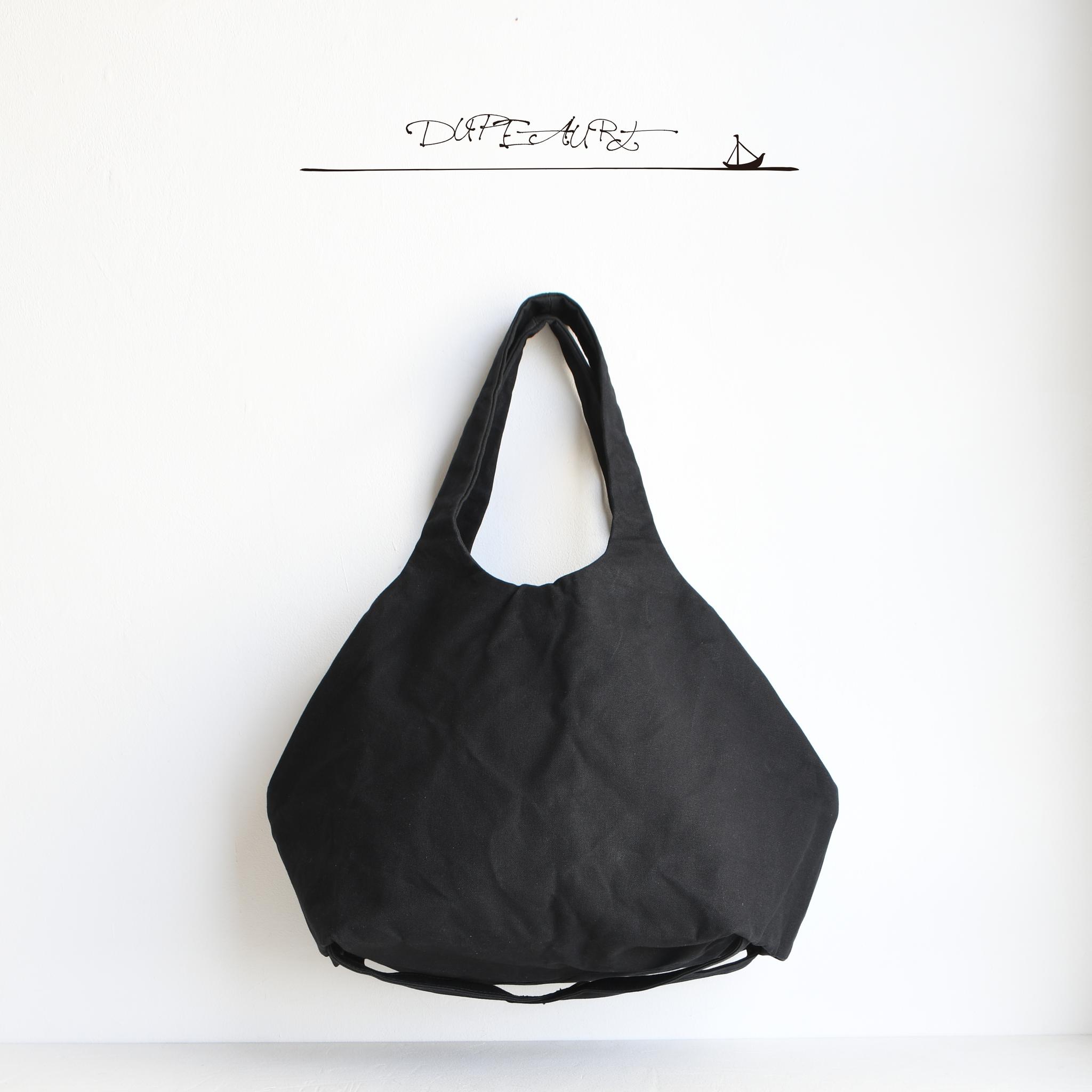 デュポー/ハンドルと底と側面のすべてが一枚の布で出来たトートバッグ/底補強ベルト付き/普段使いサイズ/ブラック | 5枚目
