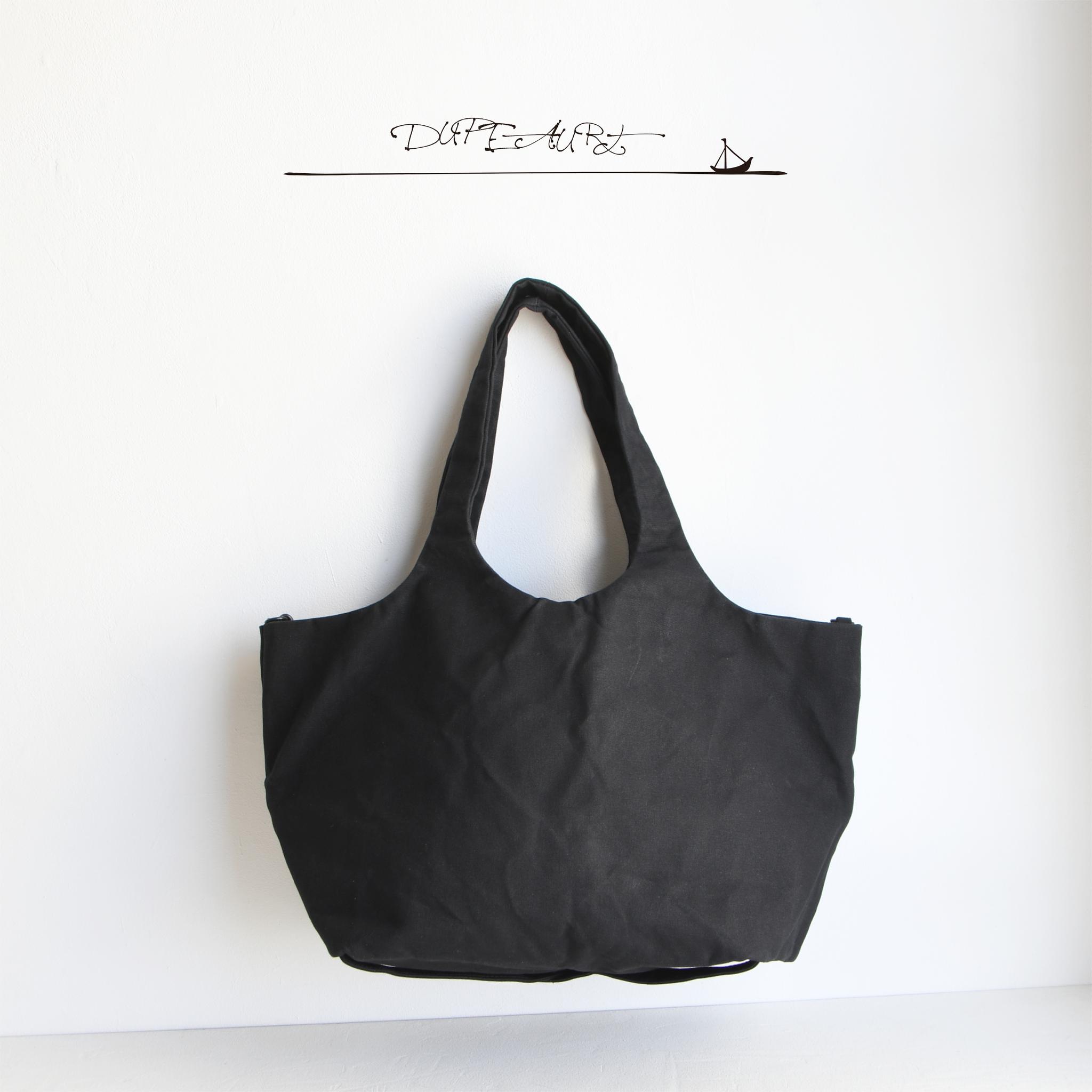 デュポー/ハンドルと底と側面のすべてが一枚の布で出来たトートバッグ/底補強ベルト付き/普段使いサイズ/ブラック | 6枚目