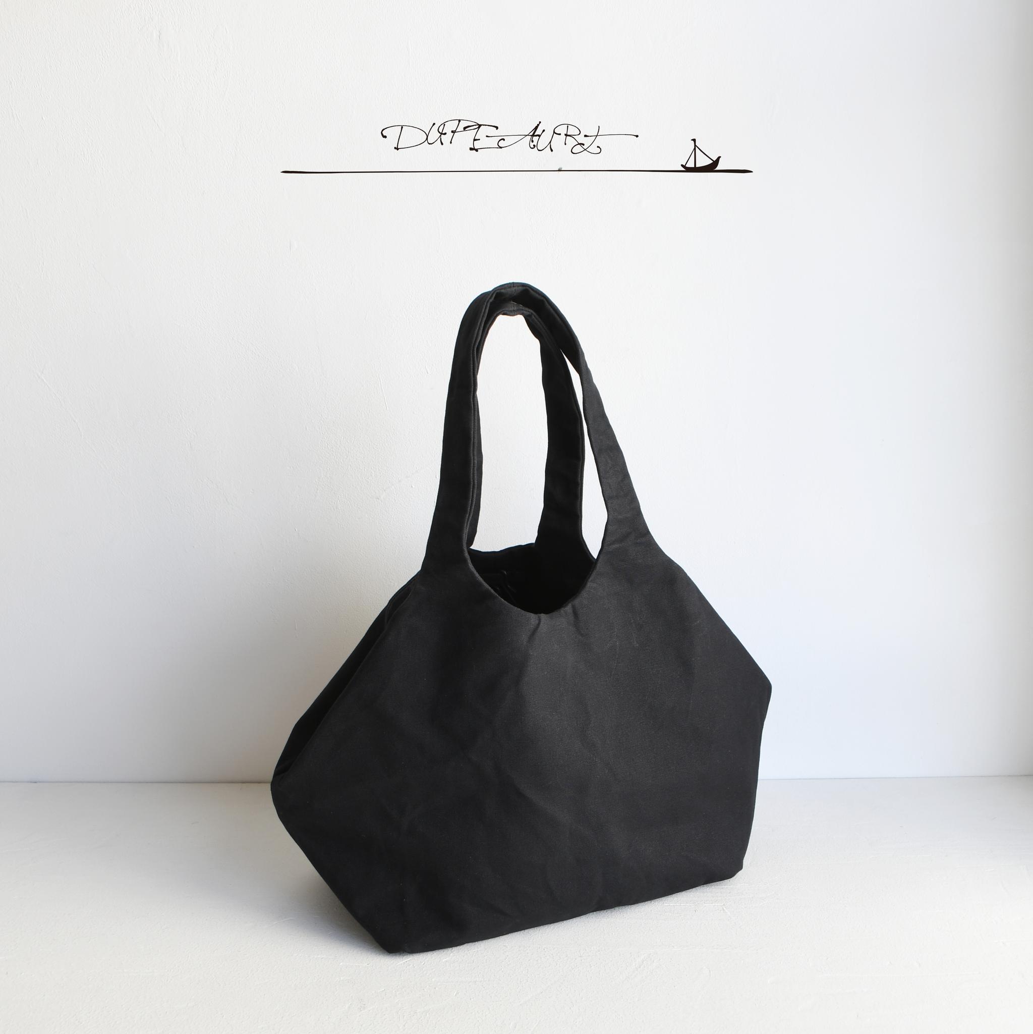 デュポー/ハンドルと底と側面のすべてが一枚の布で出来たトートバッグ/底補強ベルト付き/普段使いサイズ/ブラック | 7枚目