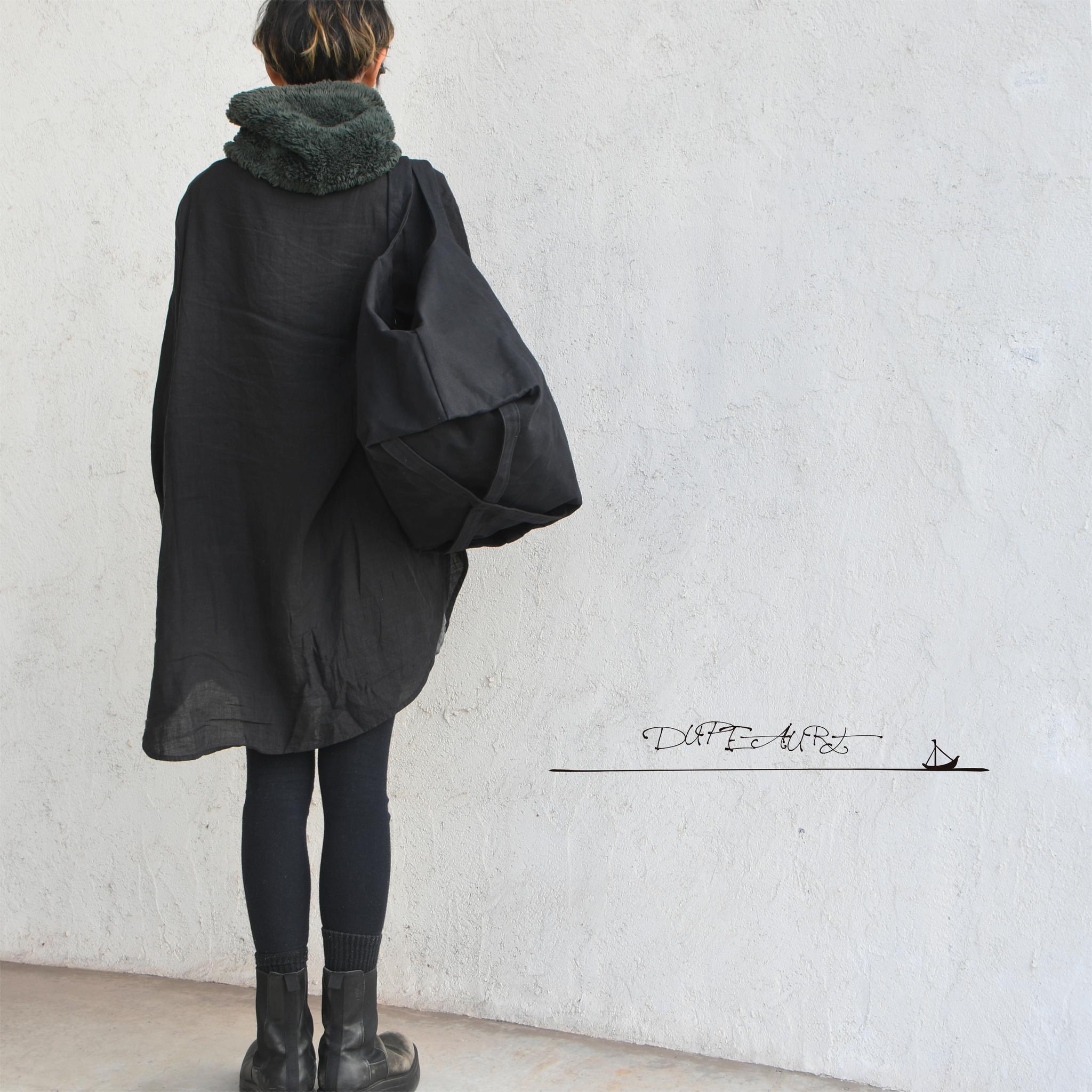 DUPEAURT/デュポー/ハンドルと底と側面のすべてが一枚の布で出来たトートバッグ/底補強ベルト付き/大容量/ブラック | 2枚目