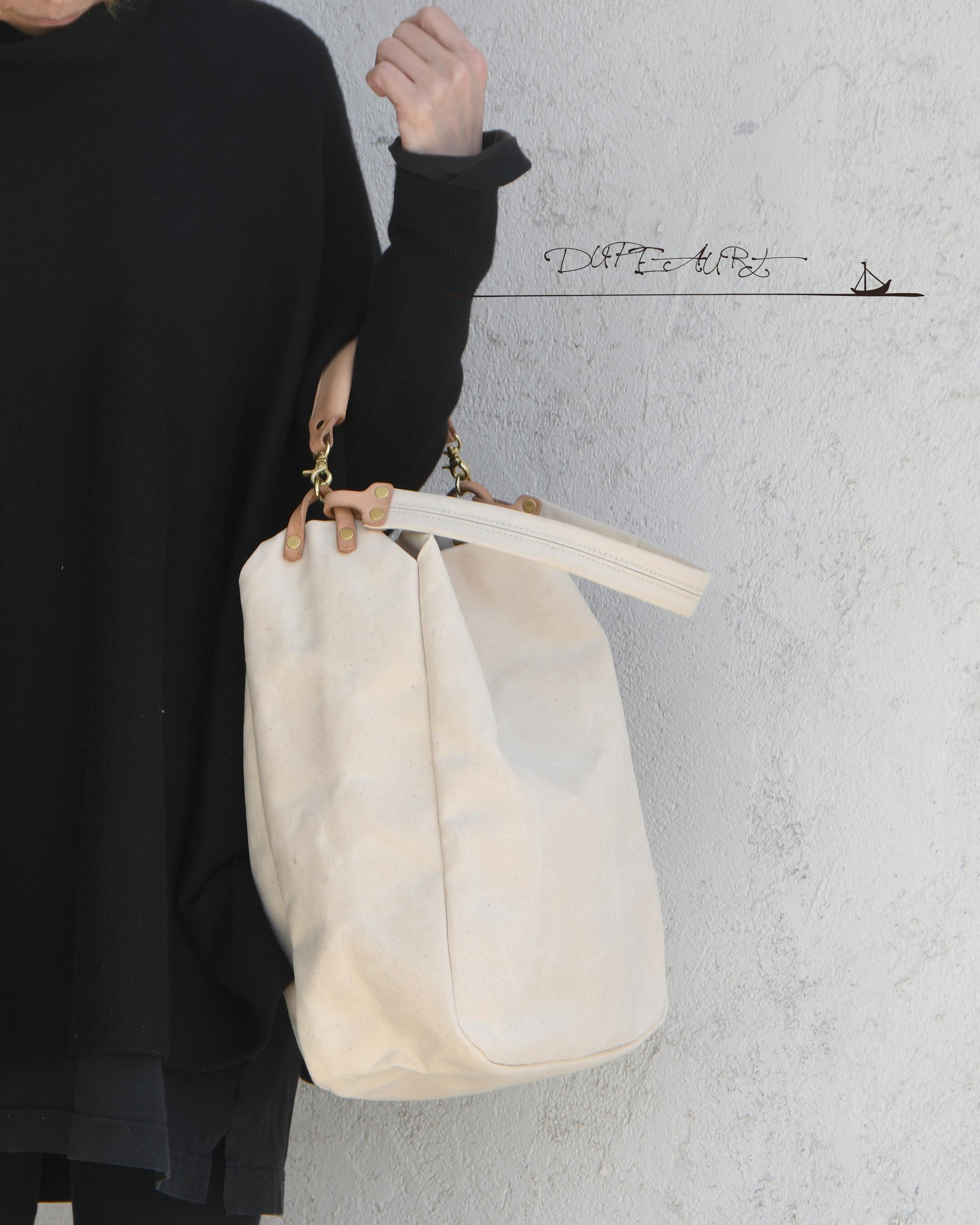 DUPEAURT/デュポー/本ヌメ革ハンドル2wayワンショルダーバッグ/防水帆布/A4/ユニセックス/キナリ | 3枚目