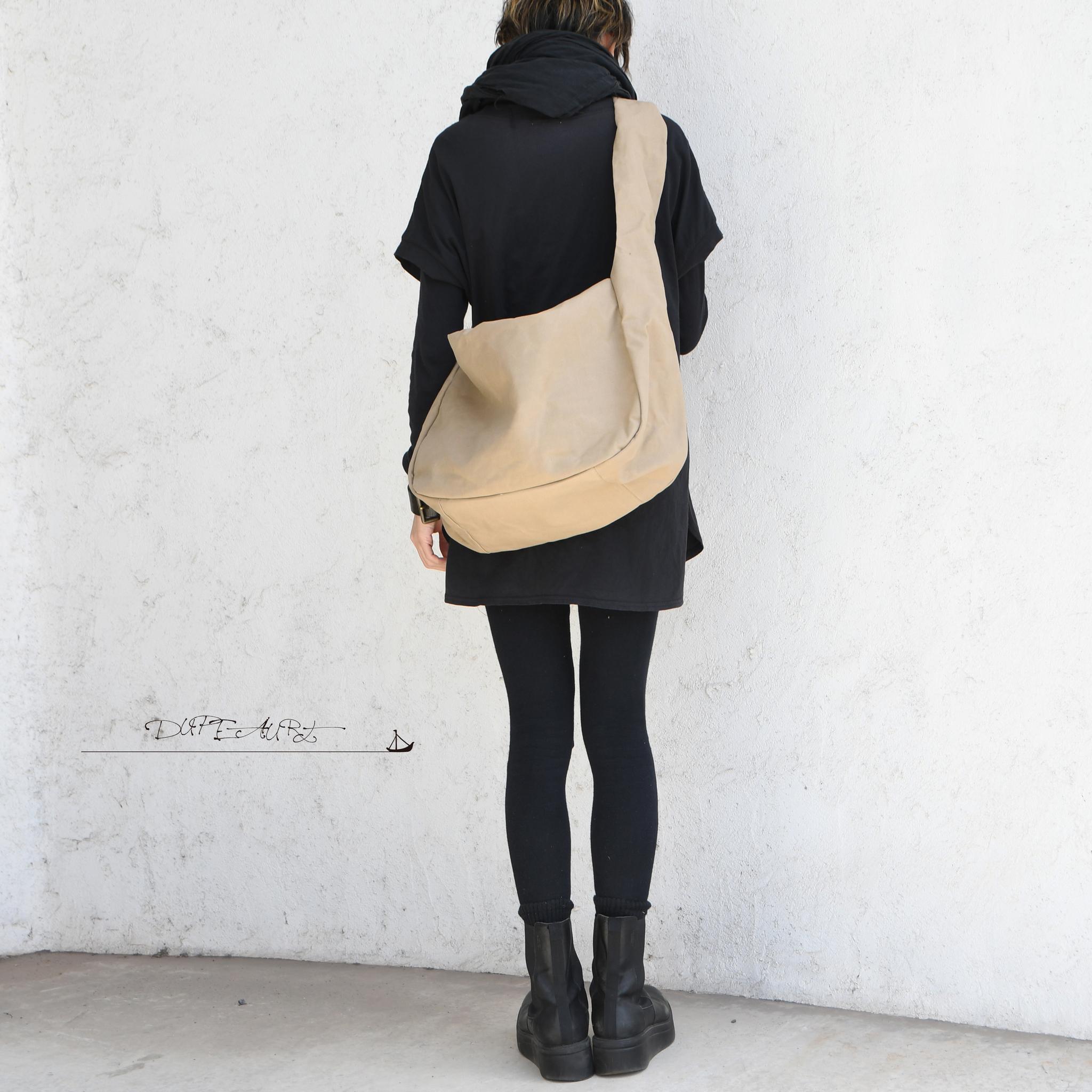 DUPEAURT/デュポー/手持ちも出来る3wayショルダーバッグ/パラフィン防水綿帆布/大容量/カーキベージュ