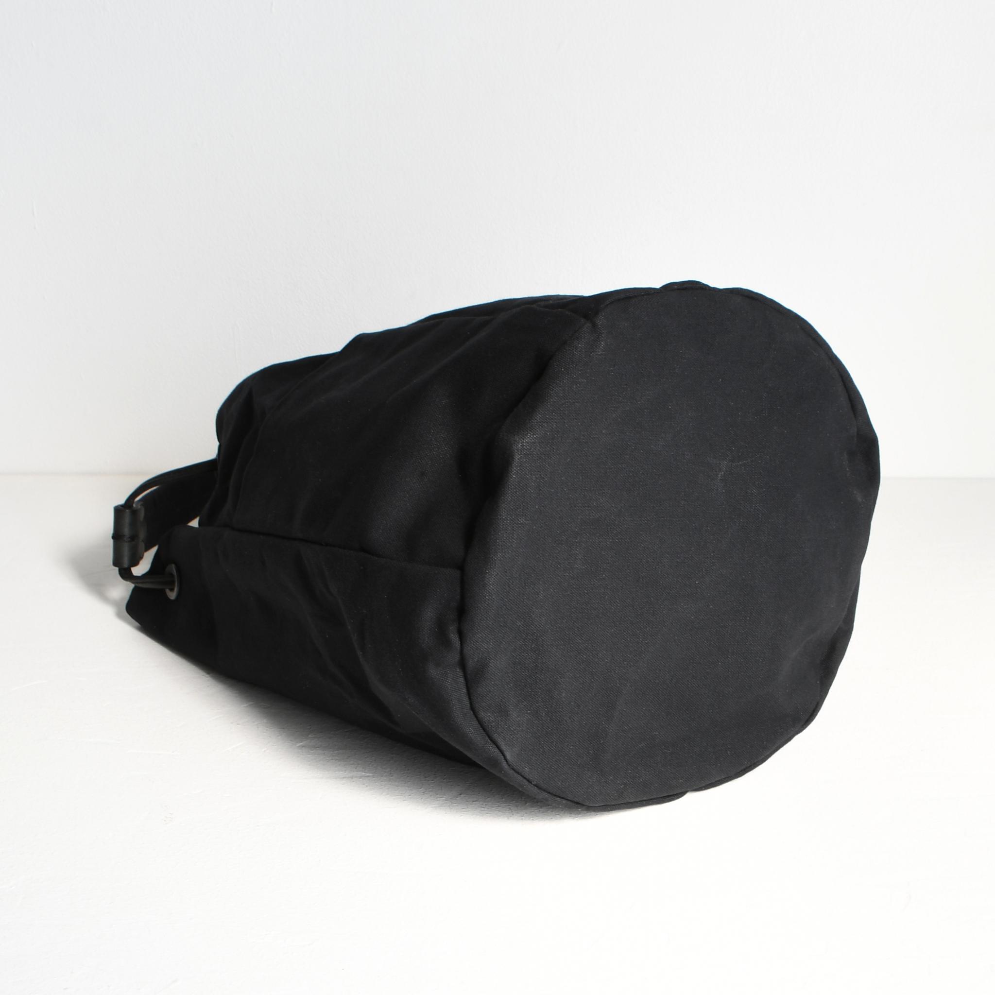 DUPEAURT/デュポー/巾着丸底2wayワンショルダーバッグ/本ヌメ革パーツ/パラフィン防水帆布/ブラック | 13枚目