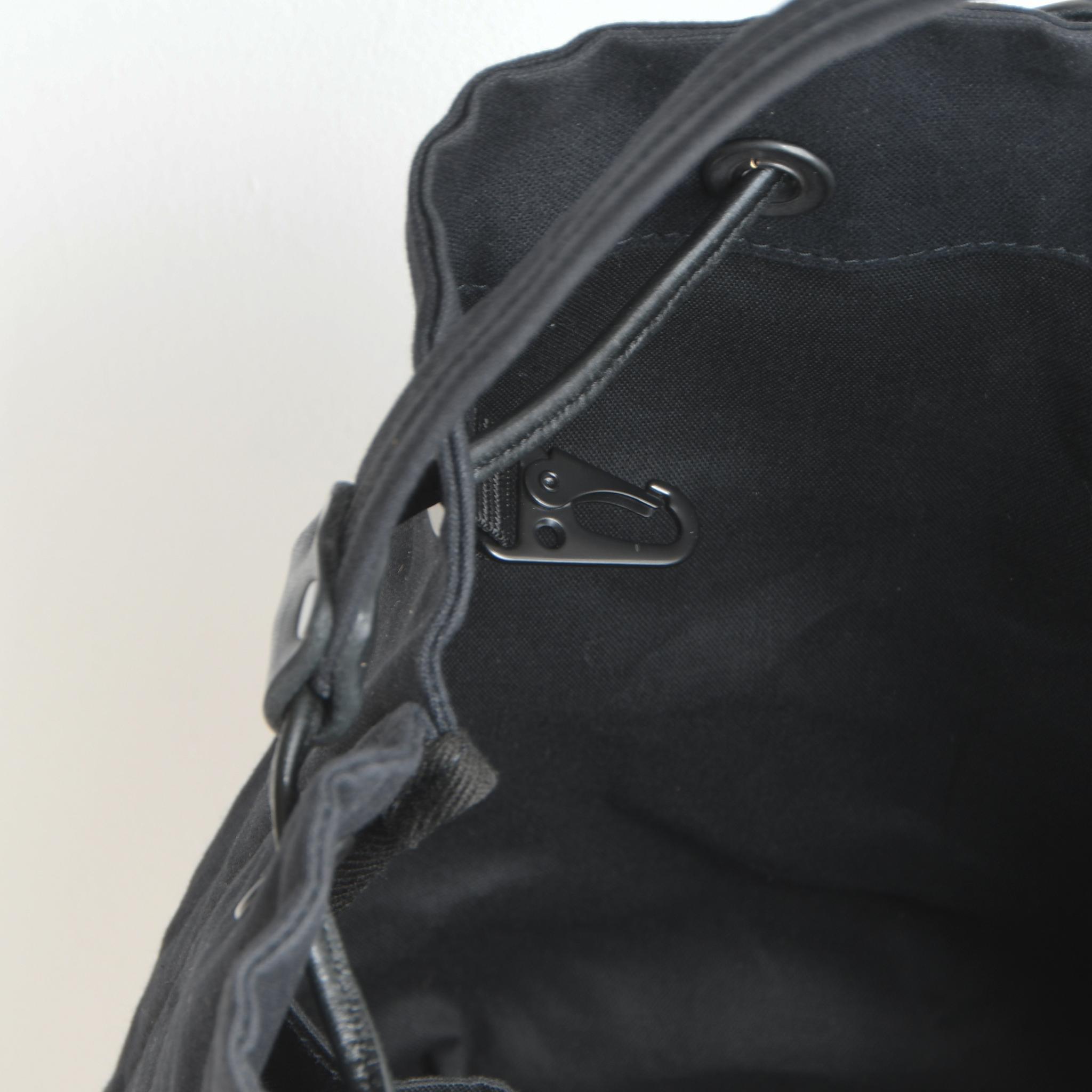 DUPEAURT/デュポー/巾着丸底2wayワンショルダーバッグ/本ヌメ革パーツ/パラフィン防水帆布/ブラック | 15枚目