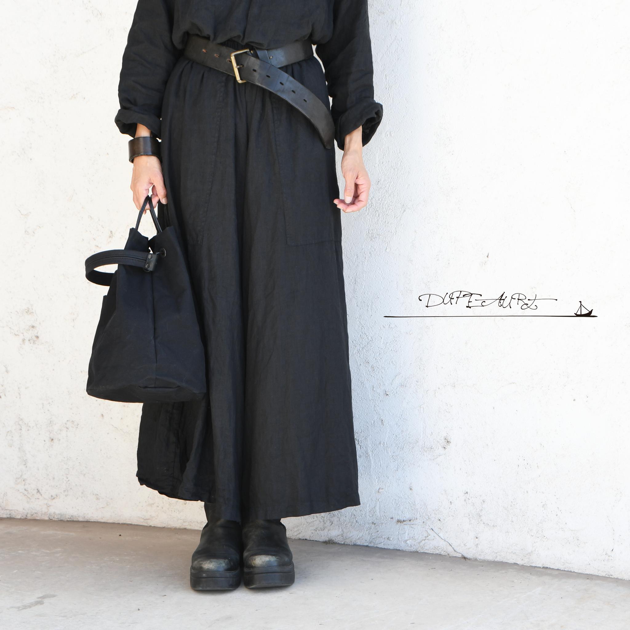 DUPEAURT/デュポー/巾着丸底2wayワンショルダーバッグ/本ヌメ革パーツ/パラフィン防水帆布/ブラック | 7枚目