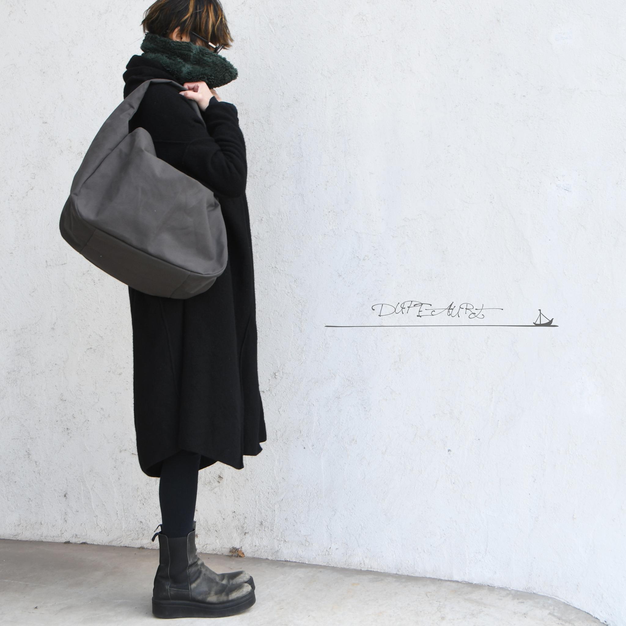 DUPEAURT/デュポー/手持ちも出来る2wayワンショルダーバッグ/パラフィン防水綿帆布/大容量/ダークグレー