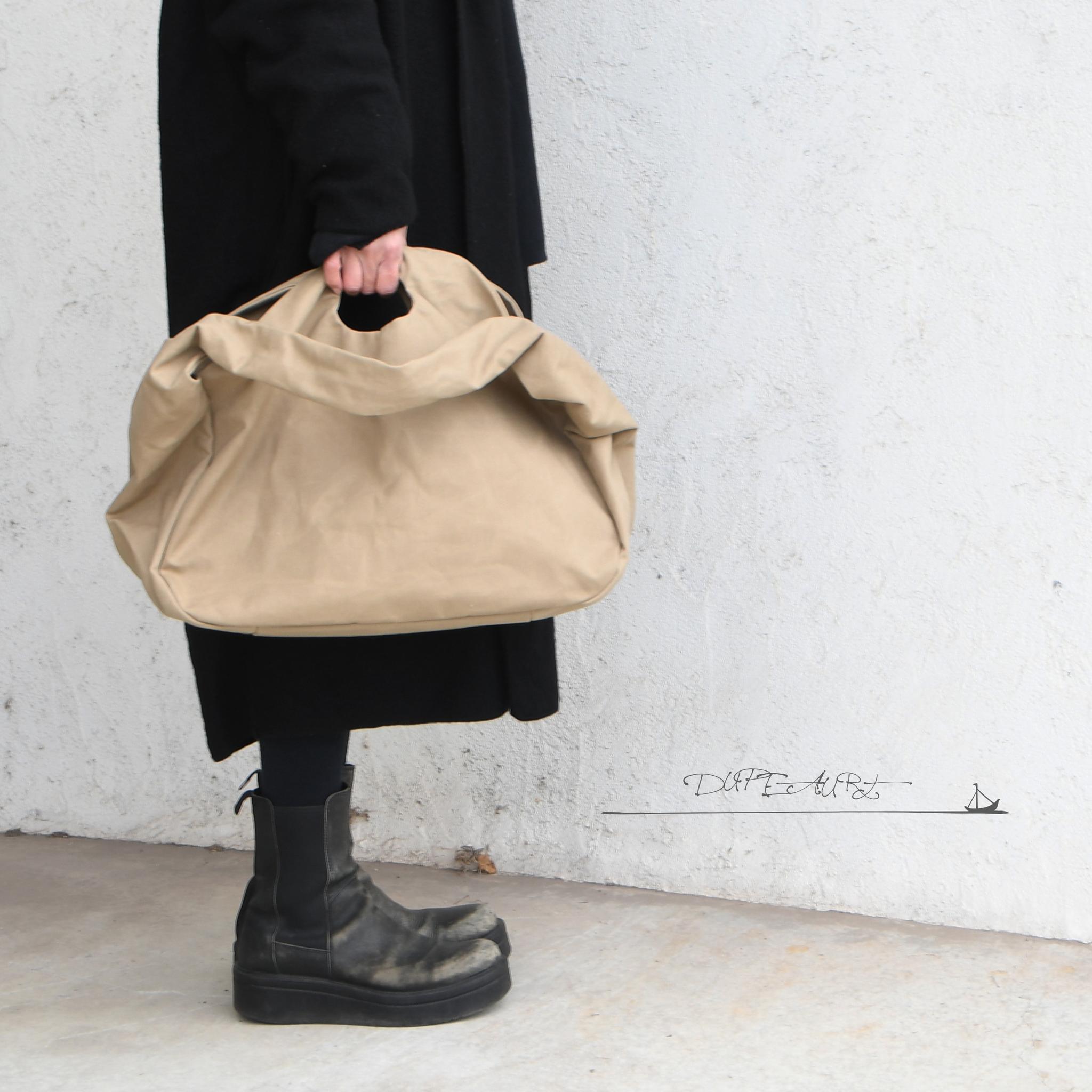 DUPEAURT/デュポー/手持ちも出来る2wayワンショルダーバッグ/パラフィン防水綿帆布/大容量/カーキベージュ