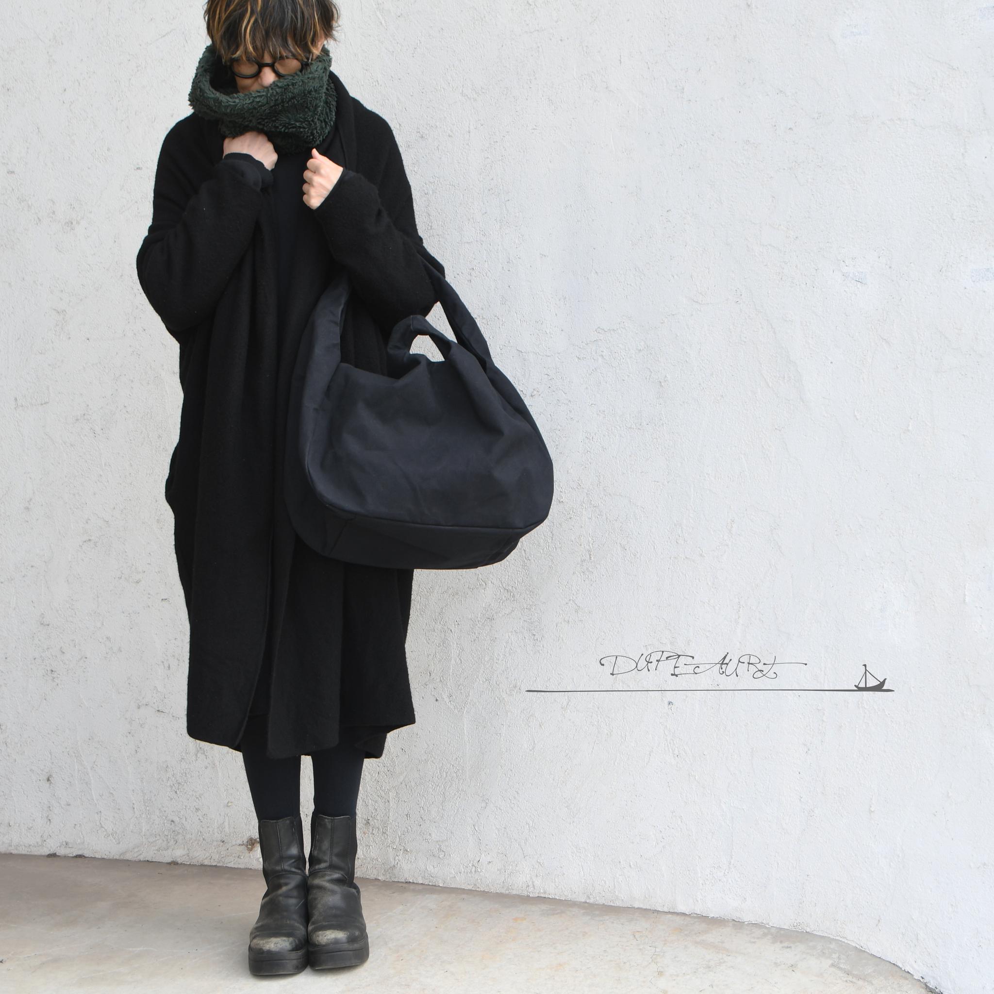 DUPEAURT/デュポー/手持ちも出来る2wayワン
ショルダーバッグ/パラフィン防水綿帆布/大容量/ブラック