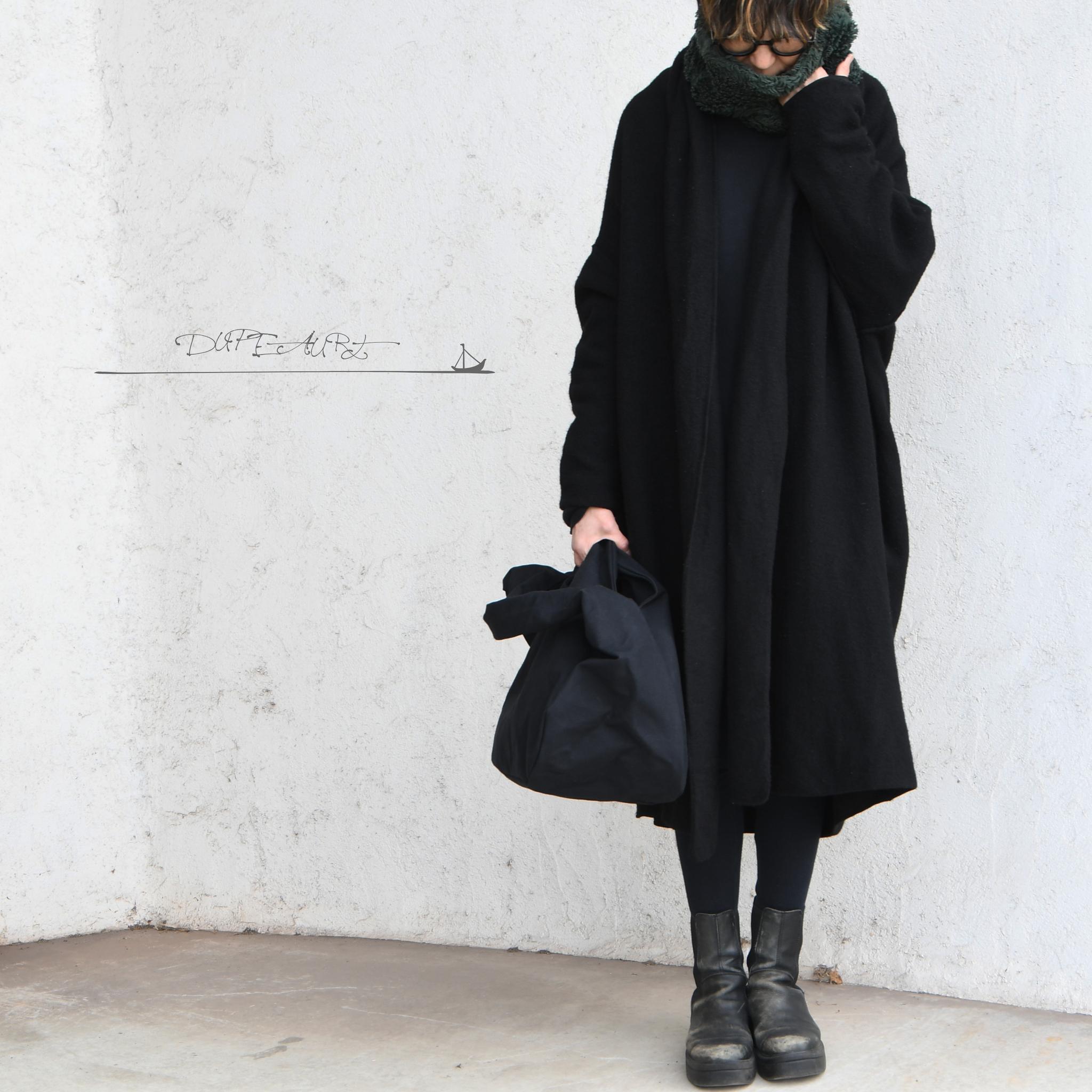 DUPEAURT/デュポー/手持ちも出来る2wayワン
ショルダーバッグ/パラフィン防水綿帆布/大容量/ブラック | 4枚目