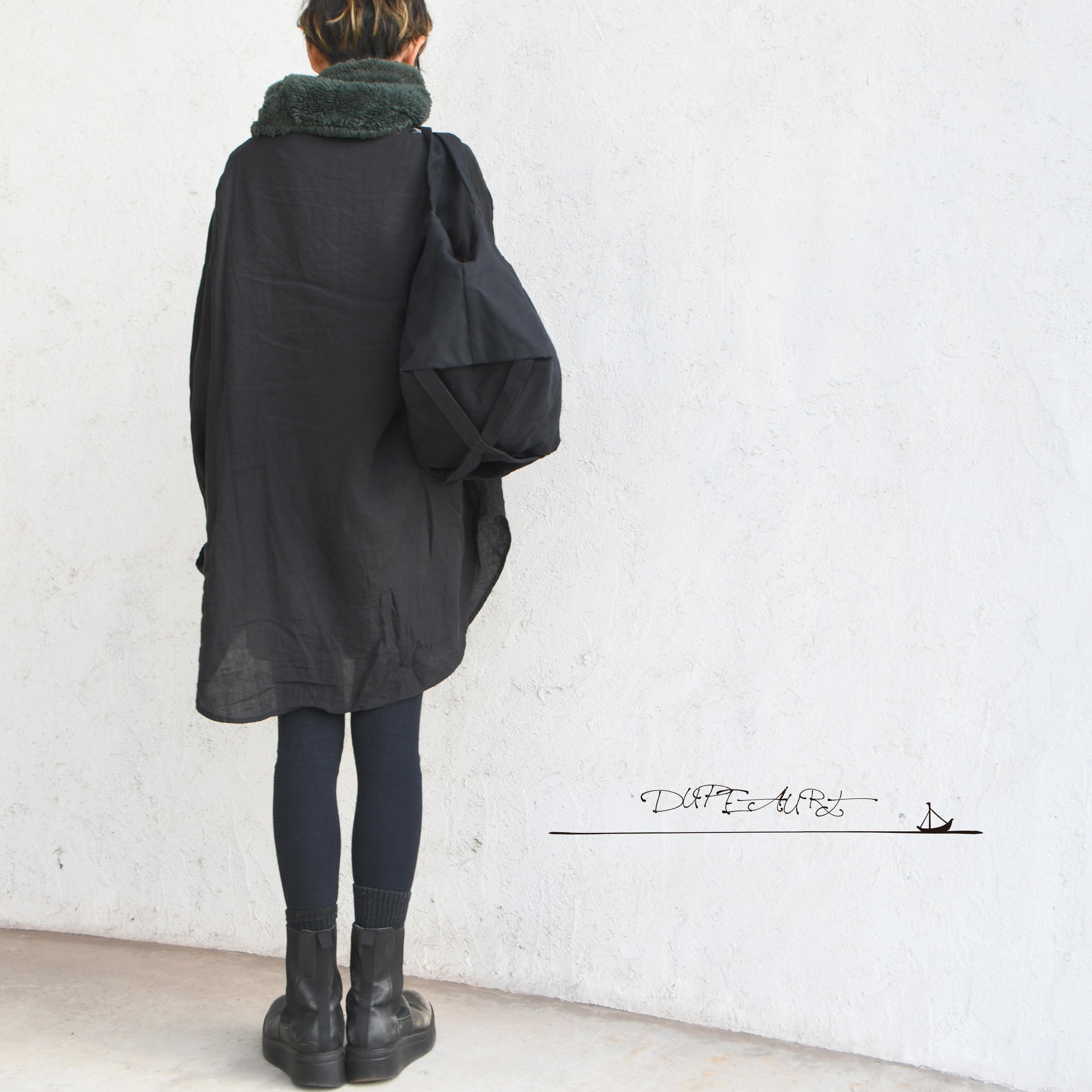 デュポー/ハンドルと底と側面のすべてが一枚の布で出来たトートバッグ/底補強ベルト付き/普段使いサイズ/ブラック