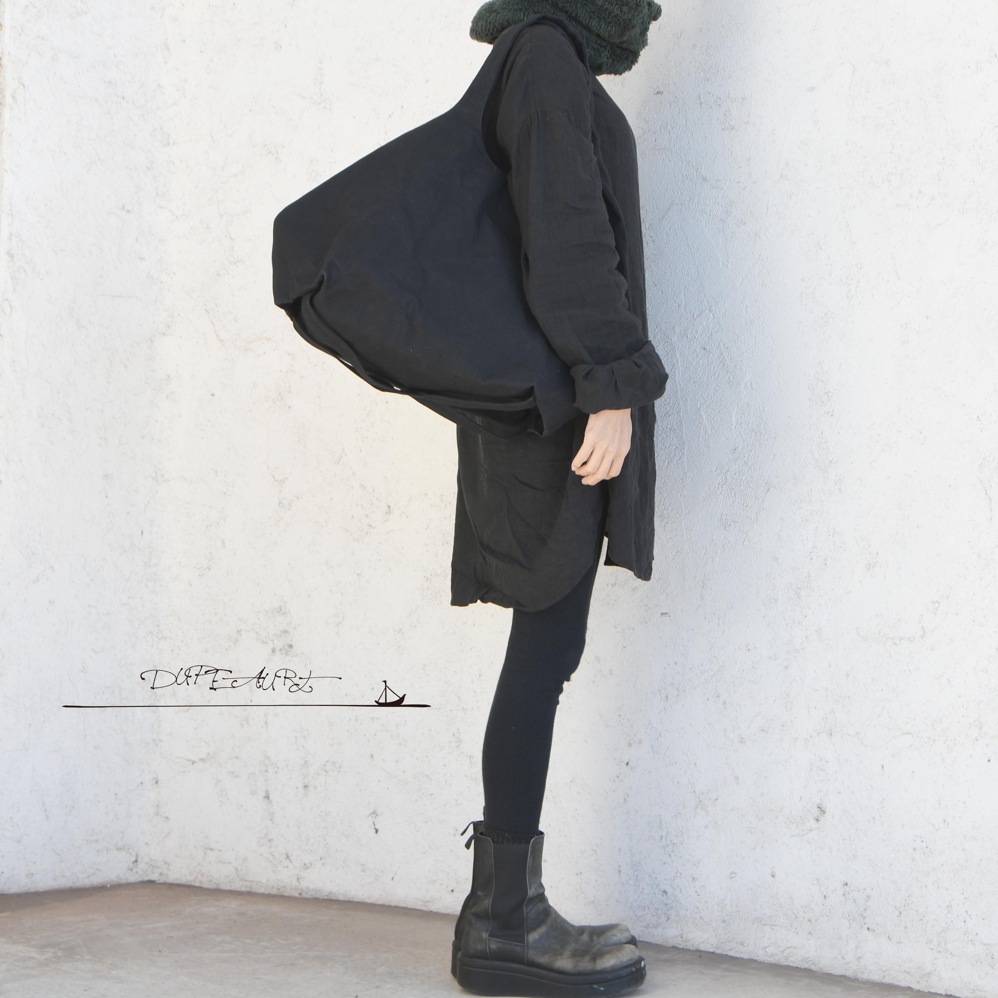 DUPEAURT/デュポー/ハンドルと底と側面のすべてが一枚の布で出来たトートバッグ/底補強ベルト付き/大容量/ブラック